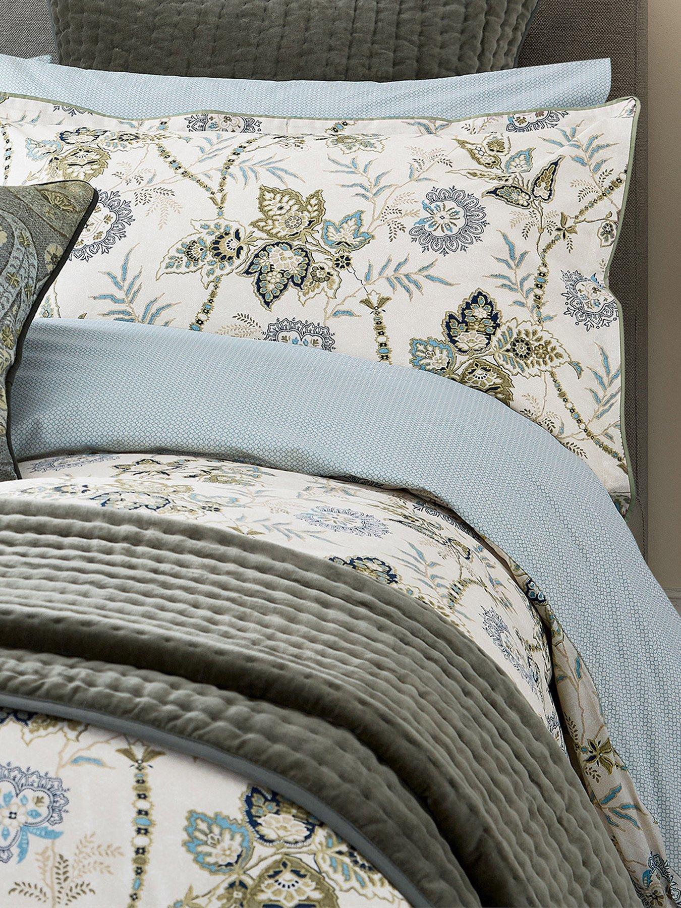 Bedeck of Belfast Emira 100% Cotton Standard Pillow Case Pairs Soft Teal  &  Green