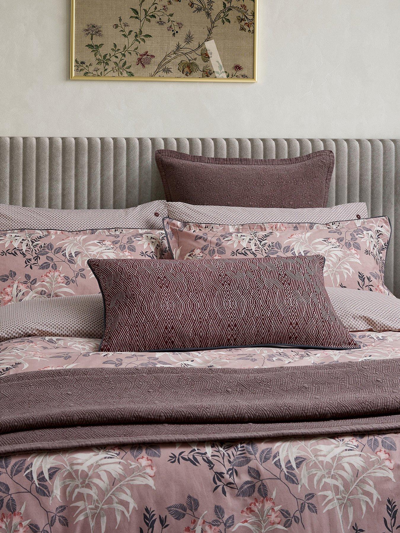 Bedeck of Belfast Katara Standard Pillow Case Pairs Pink/Grey