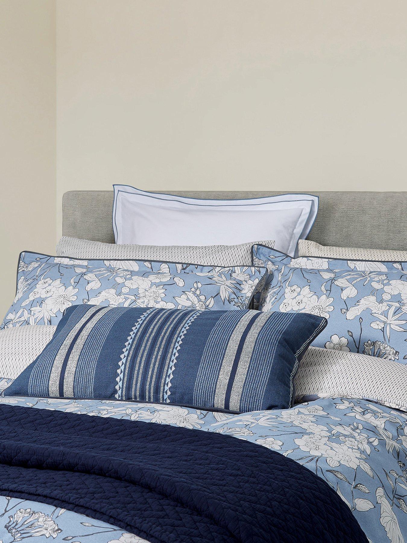 Bedeck Of Belfast Liyana 100% Cotton Standard Pillow Case Pairs Chambray Blue