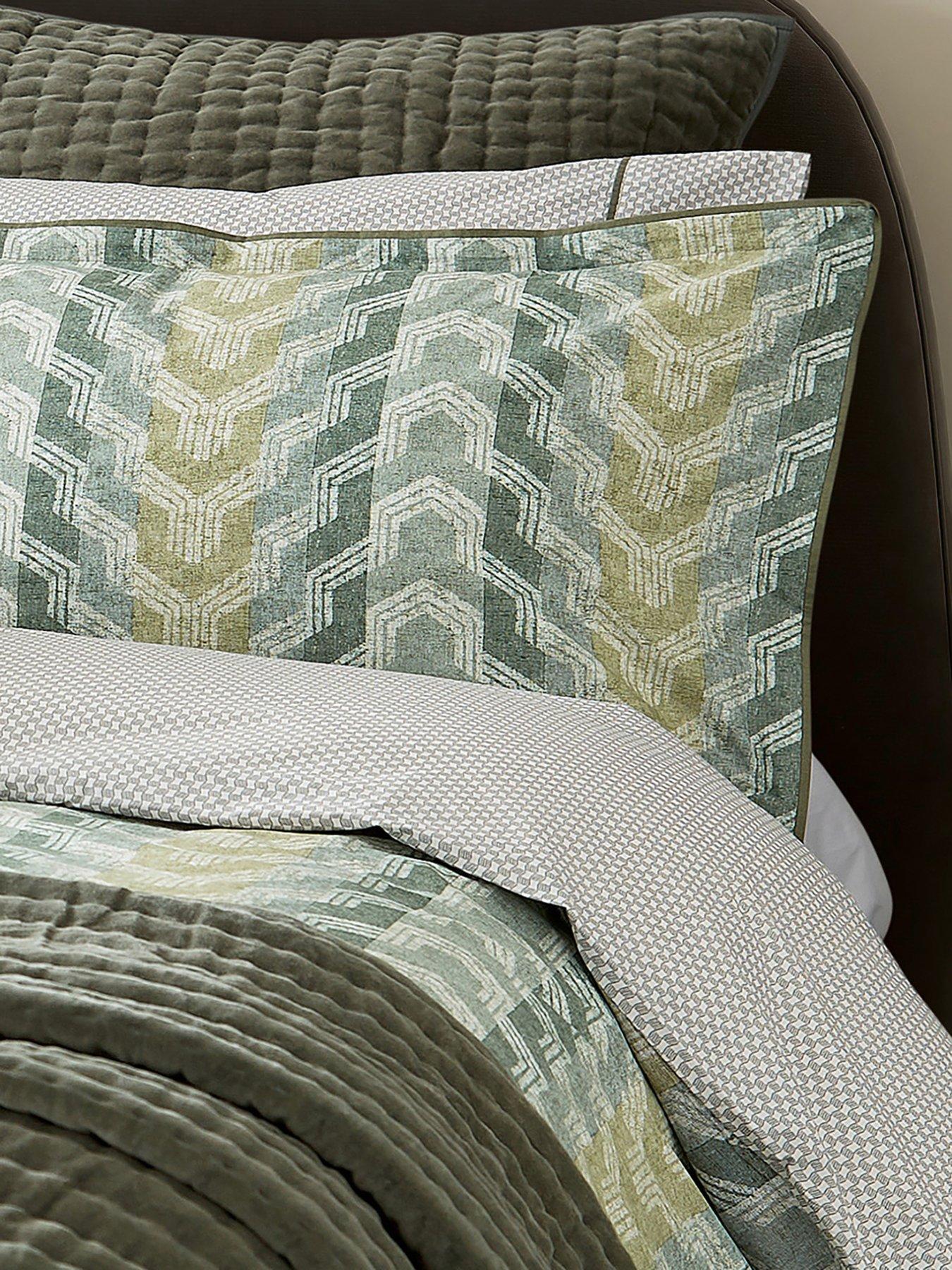 Bedeck of Belfast Reya 100% Cotton Standard Pillow Case Pairs Green