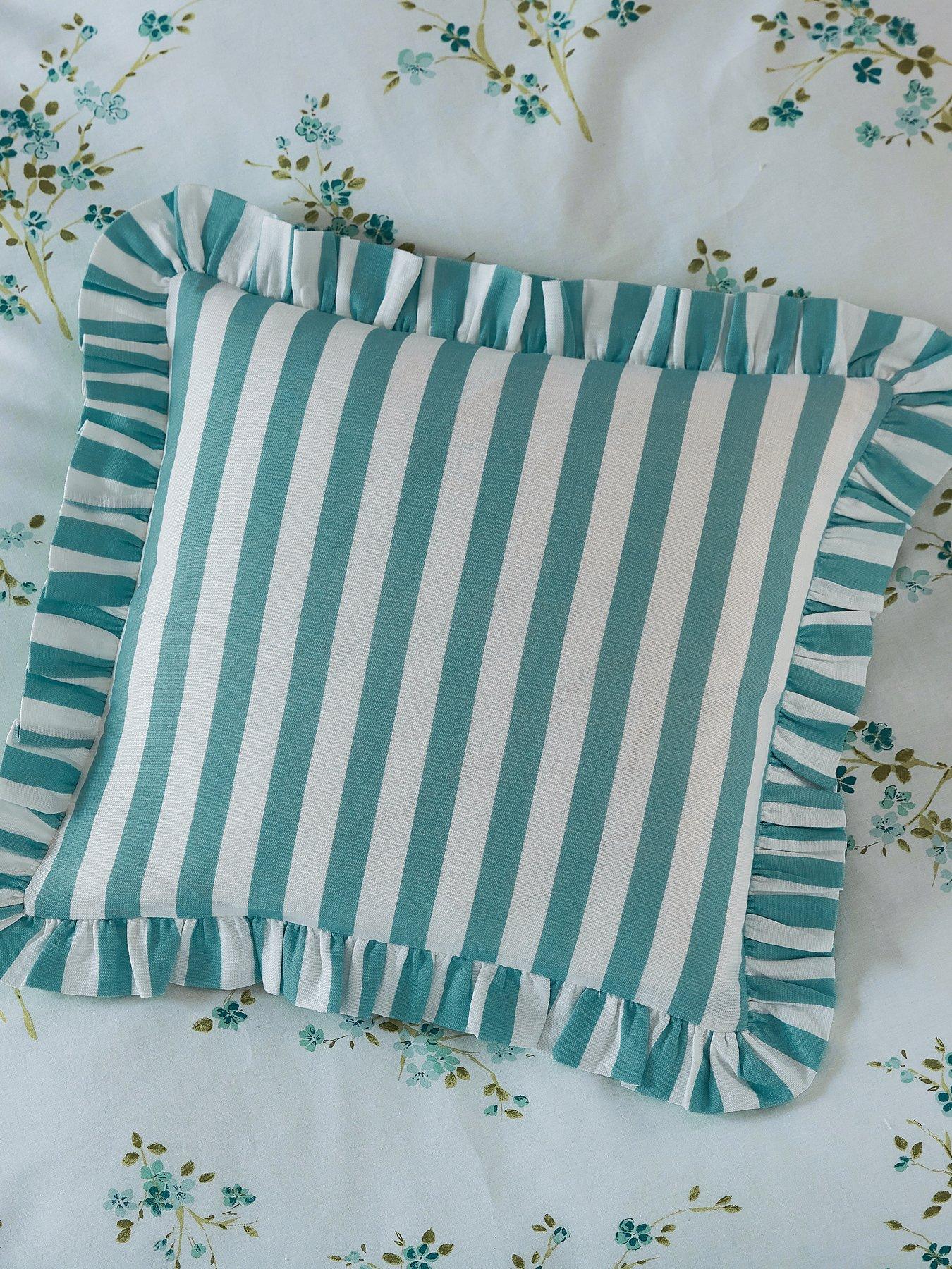 Image 1 of 3 of Helena Springfield Candy Stripe Cushion Aqua