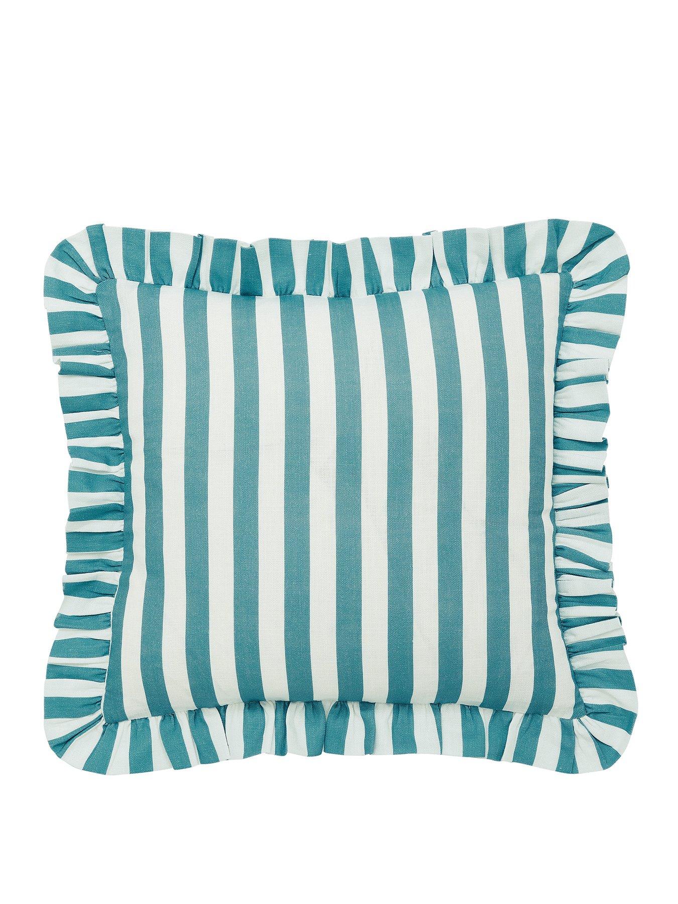 Image 2 of 3 of Helena Springfield Candy Stripe Cushion Aqua