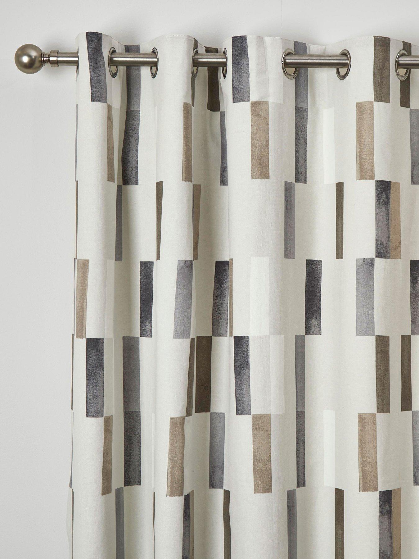Image 2 of 4 of Fusion Oakland 100% Cotton Block Print Lined Eyelet Curtains
