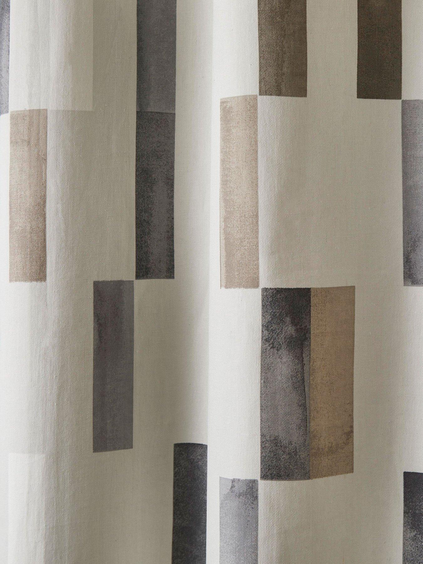 Image 3 of 4 of Fusion Oakland 100% Cotton Block Print Lined Eyelet Curtains