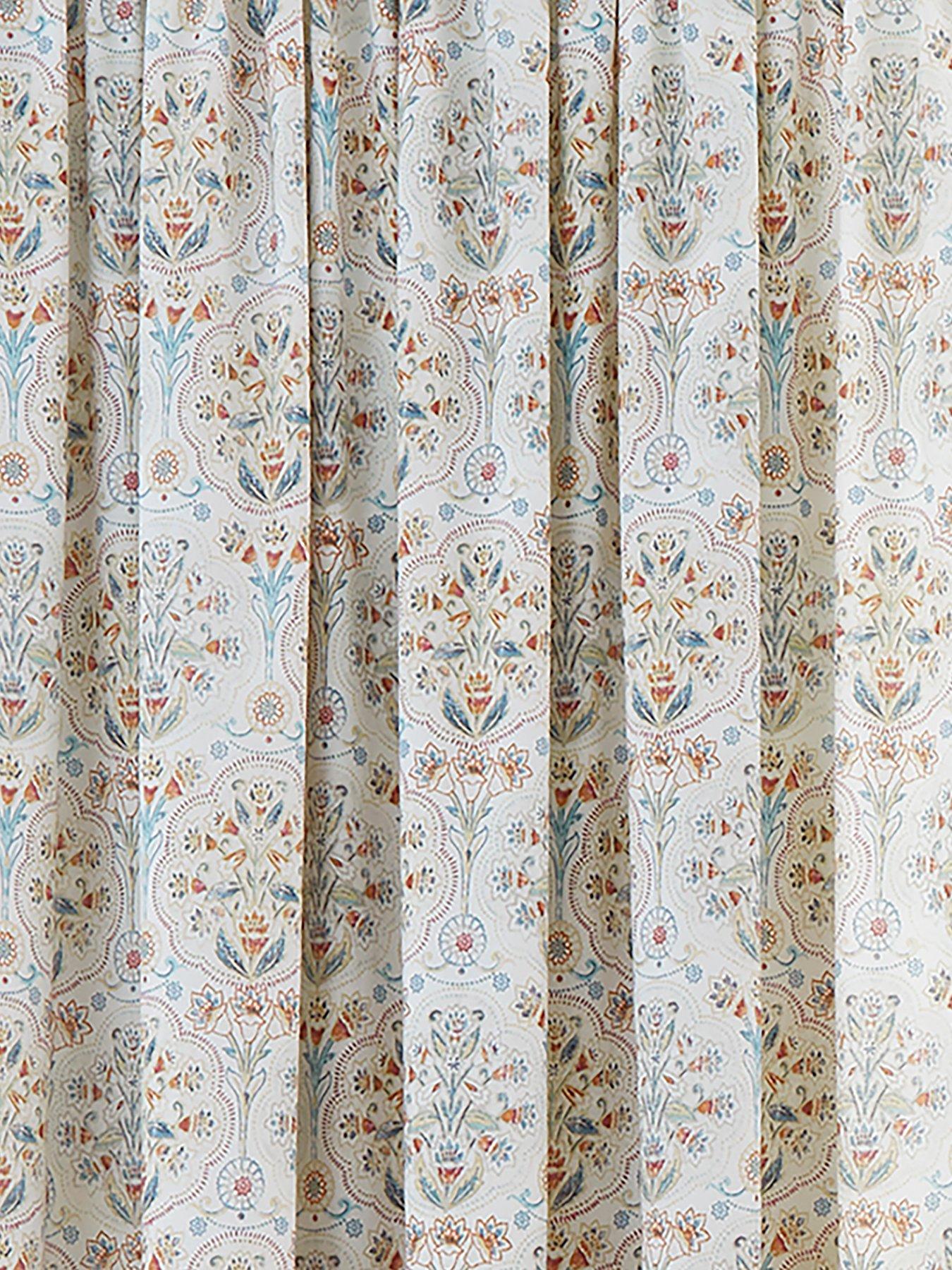 Image 3 of 4 of Dreams & Drapes Edena Decorative Floral Pencil Pleat Curtains In Natural 66" Width X 72" Drop (168 X 183cm)