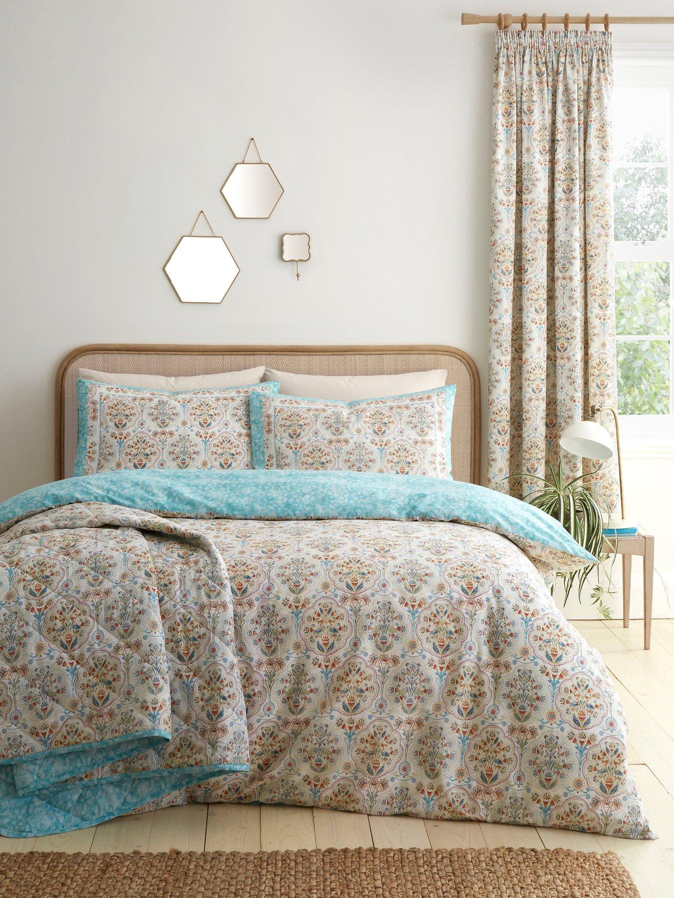 Image 4 of 4 of Dreams & Drapes Edena Decorative Floral Pencil Pleat Curtains In Natural 66" Width X 72" Drop (168 X 183cm)