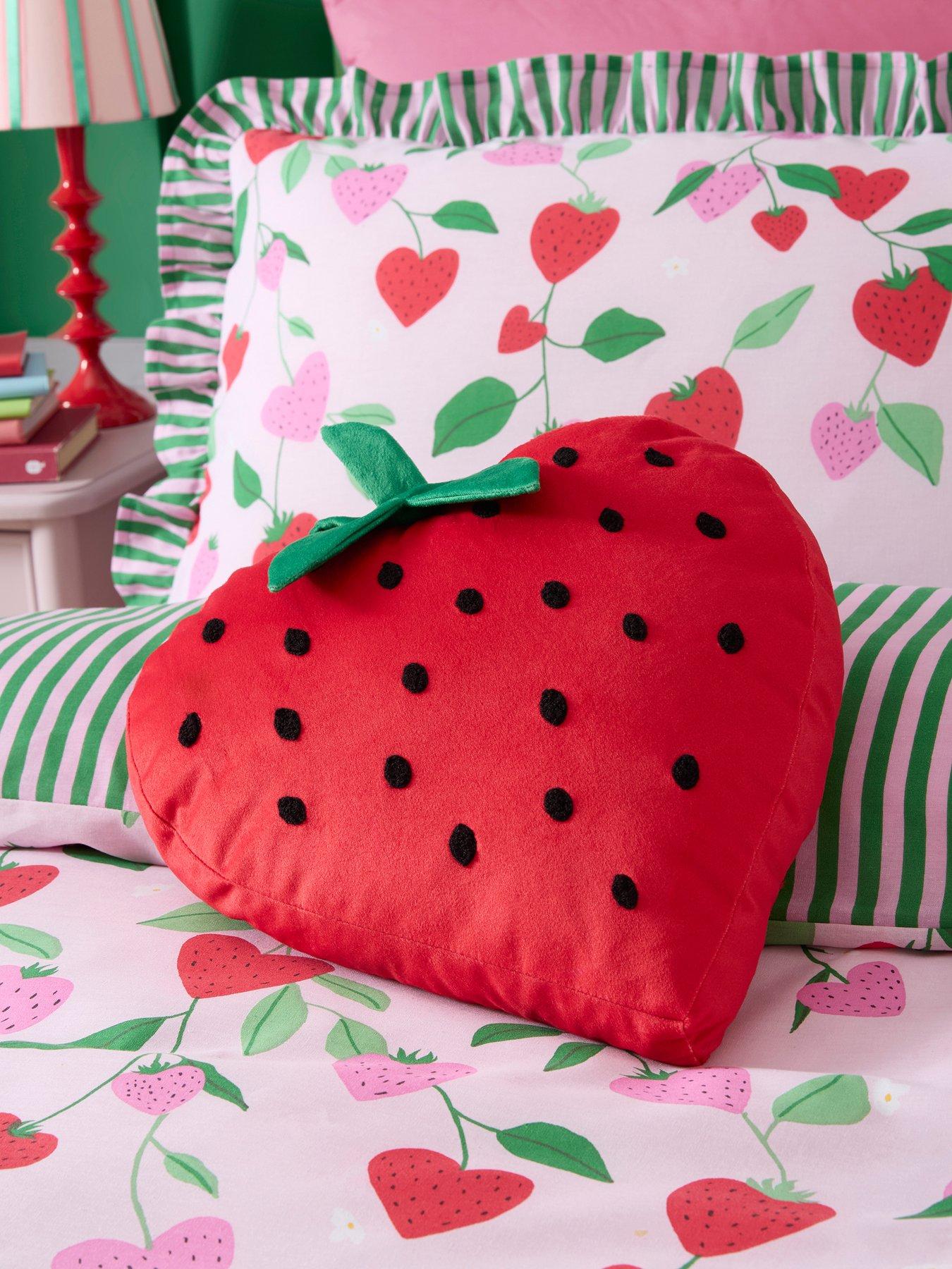 Bedlam Strawberry Shaped Cushion In Red One Size