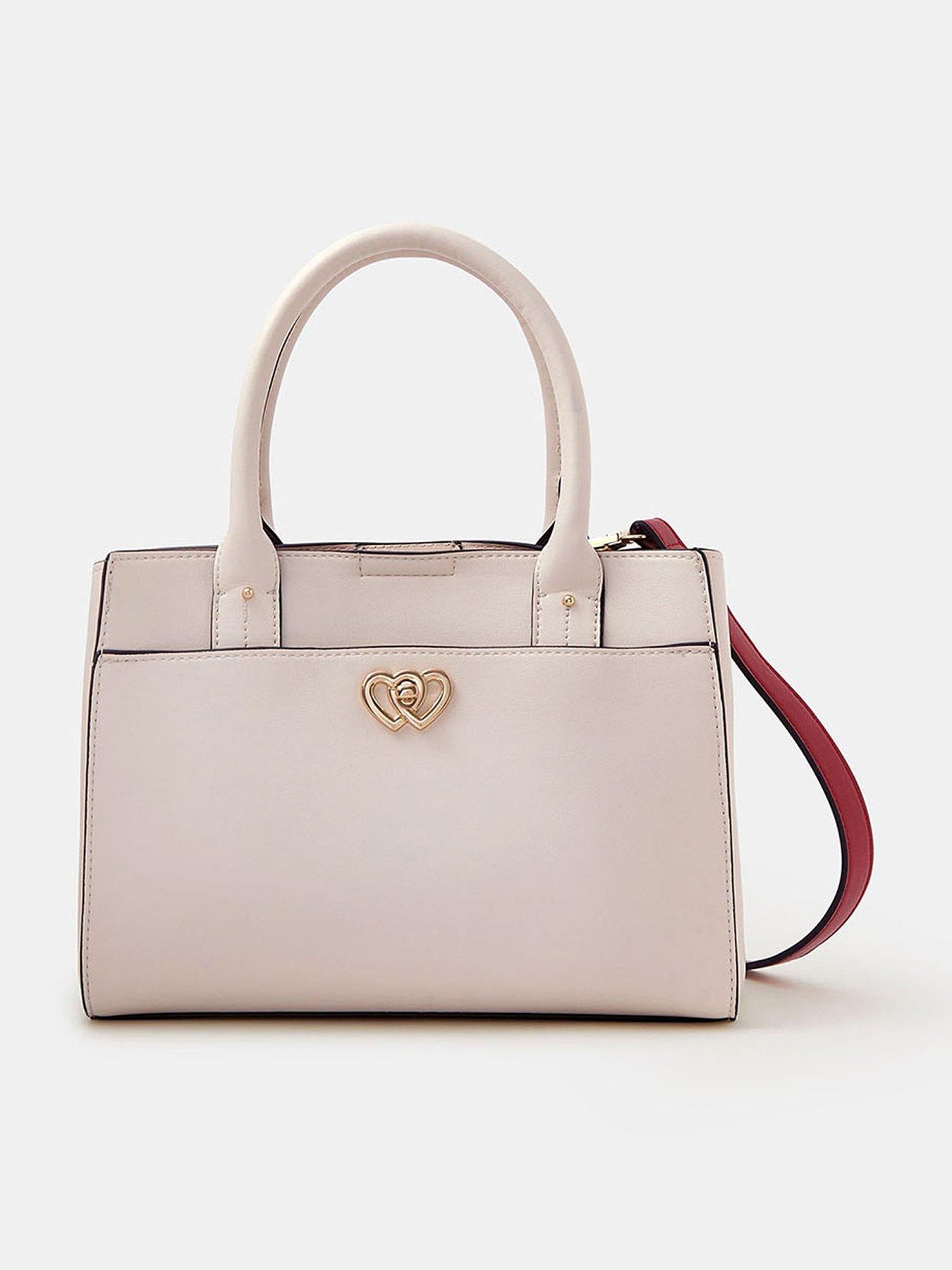 Accessorize Double Heart Crossbody Handbag - Cream
