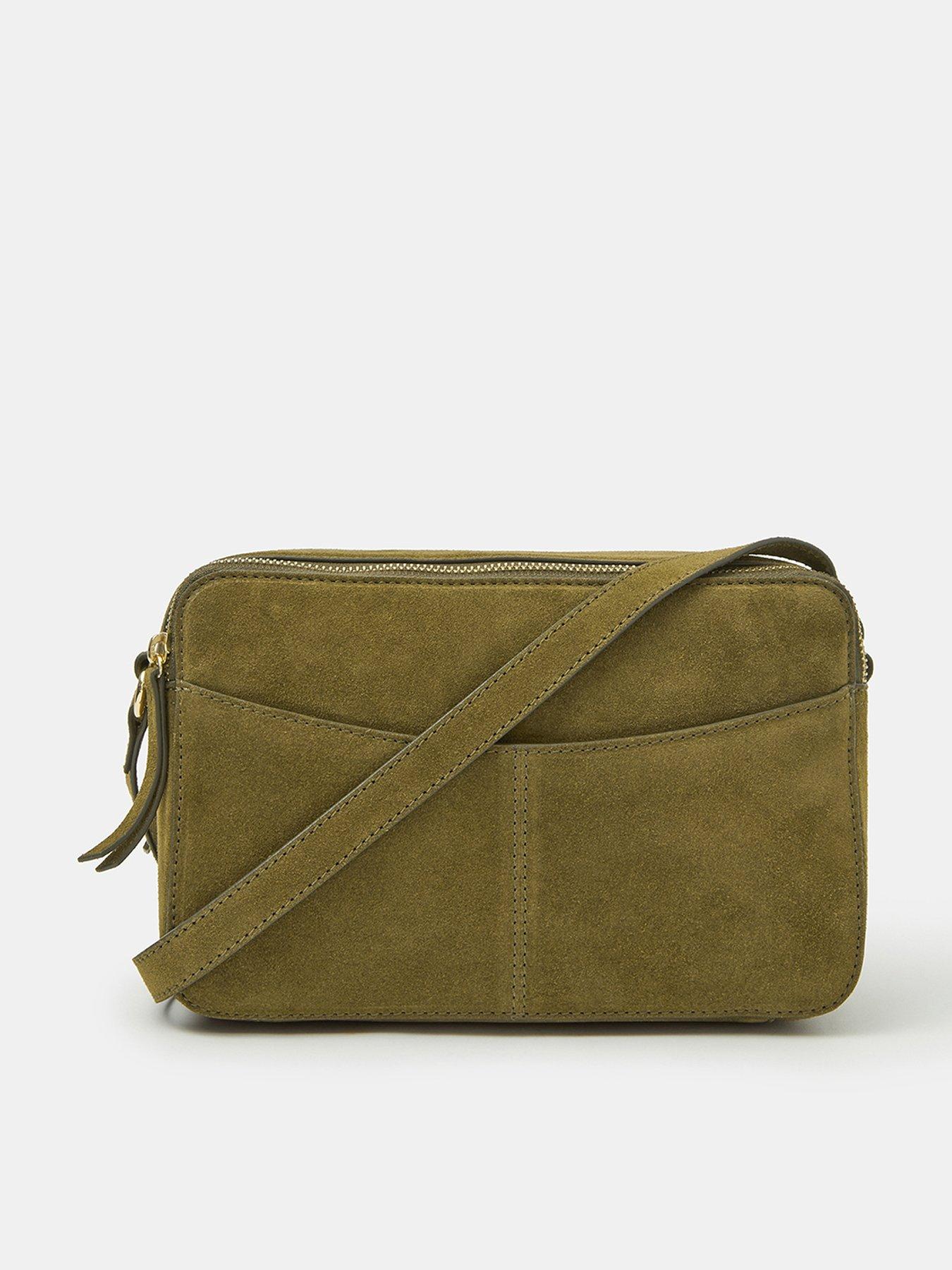 Accessorize Double Zip Suede Camera Bag - Green