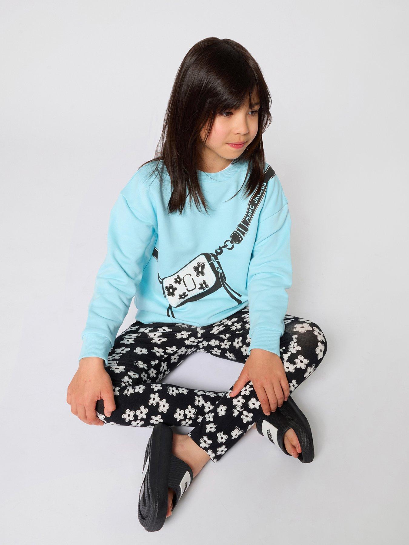 MARC JACOBS Girls Snapshot Bag Sweat Top, Light Blue, Size Age: 5 Years
