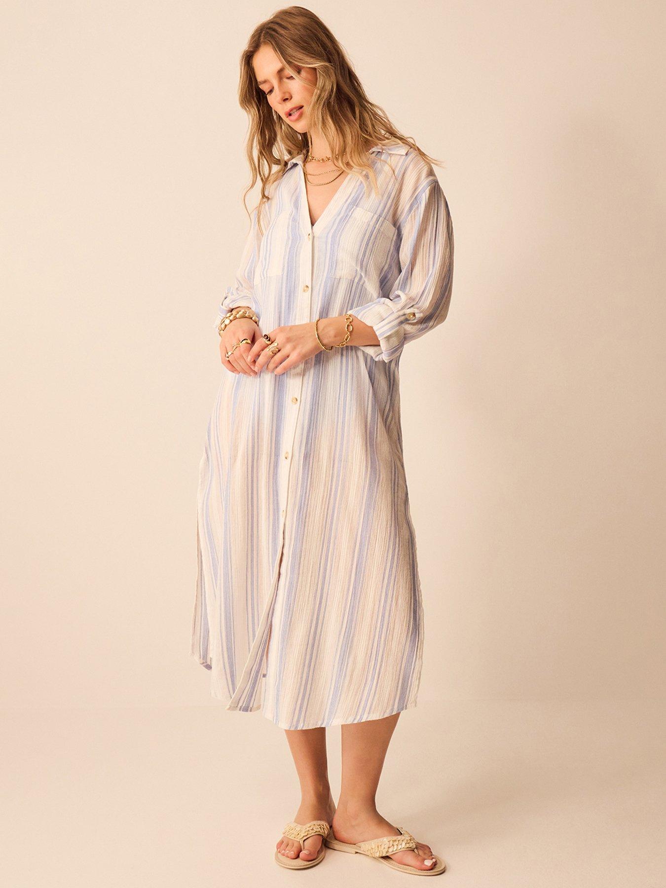 Accessorize Stripe Maxi Shirt - Blue