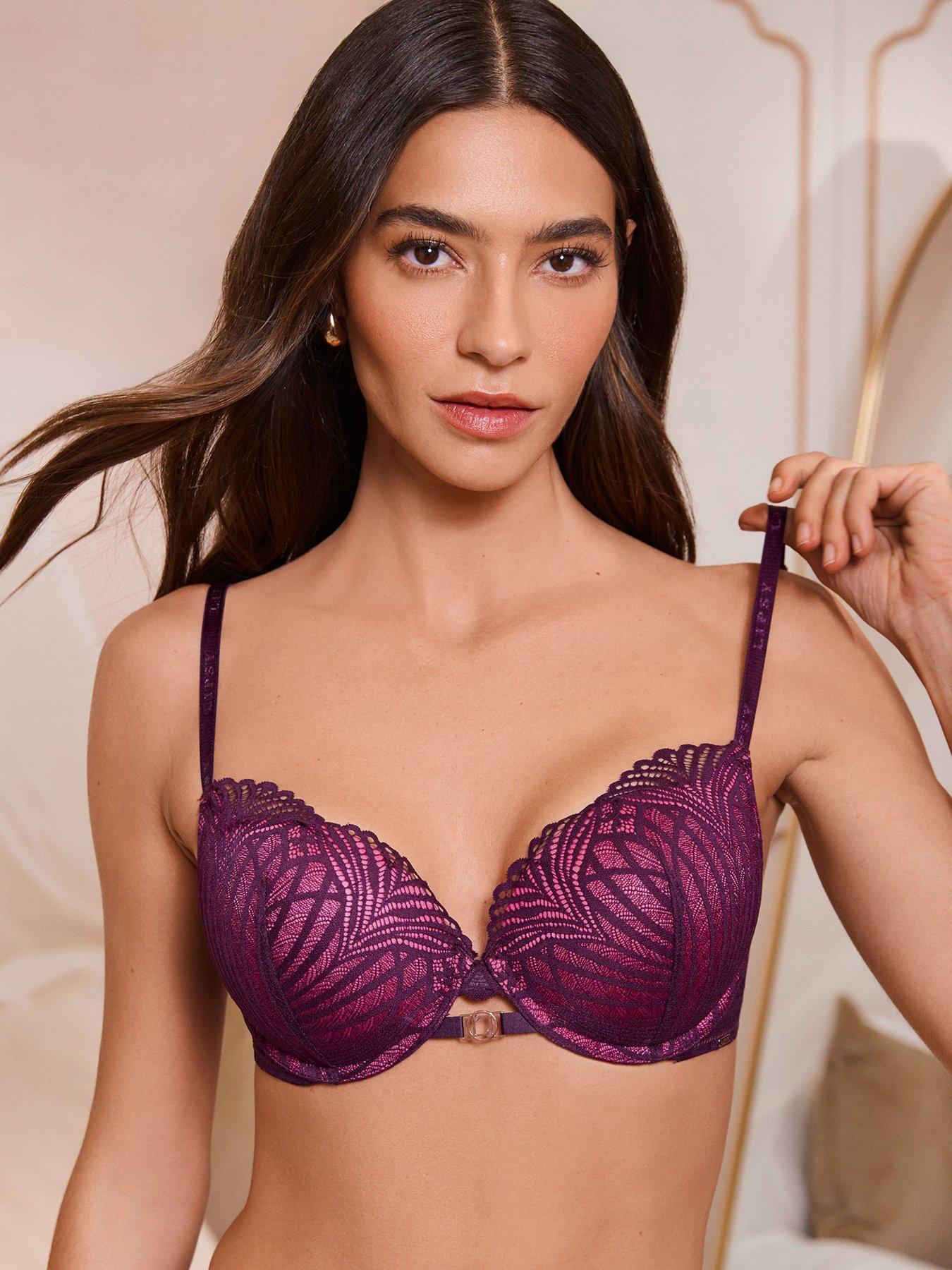 Lipsy Geo Lace Boost Bra - Purple