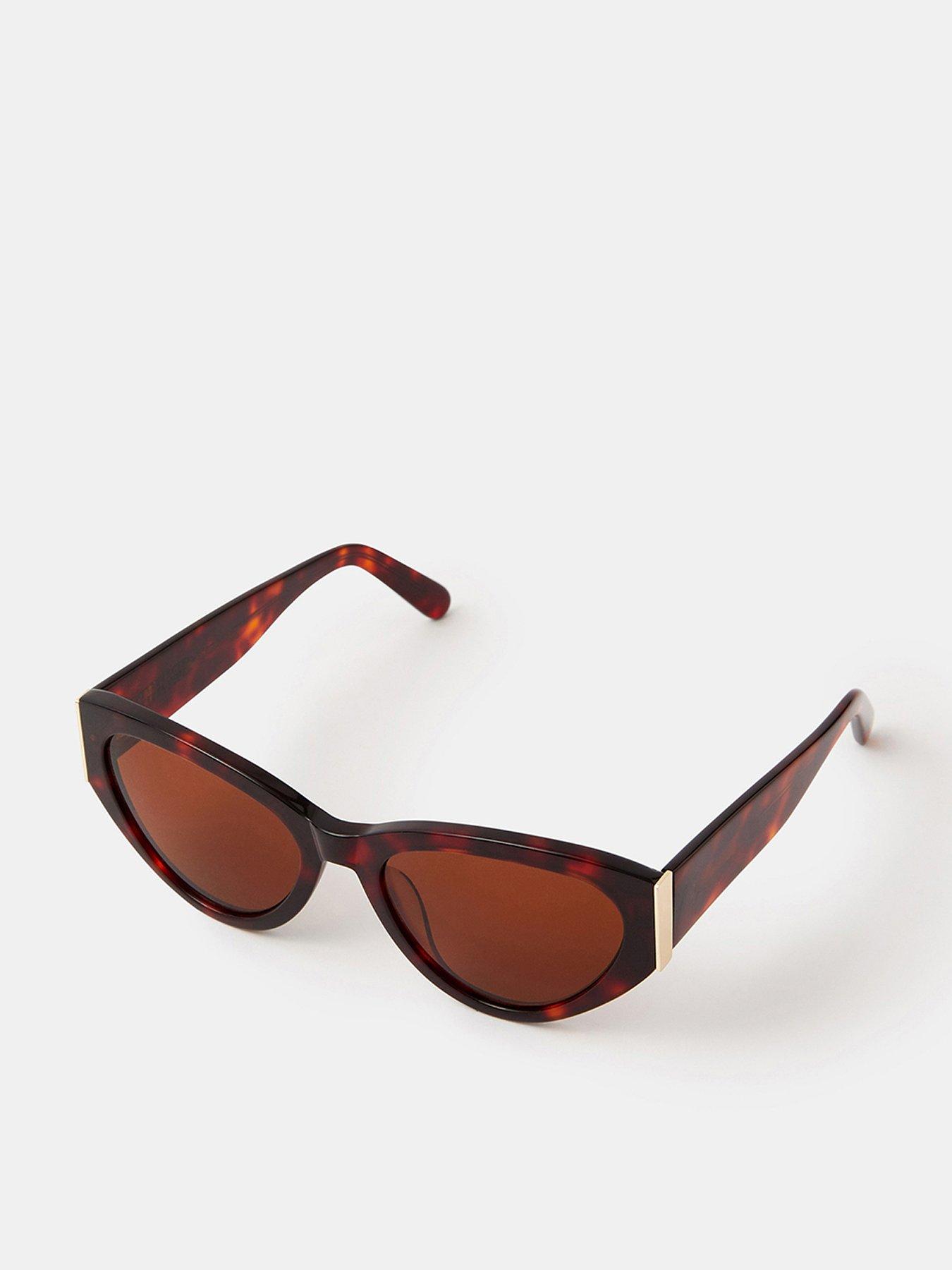Image 1 of 4 of Accessorize Tort Cat Eye Sunglasses - Brown