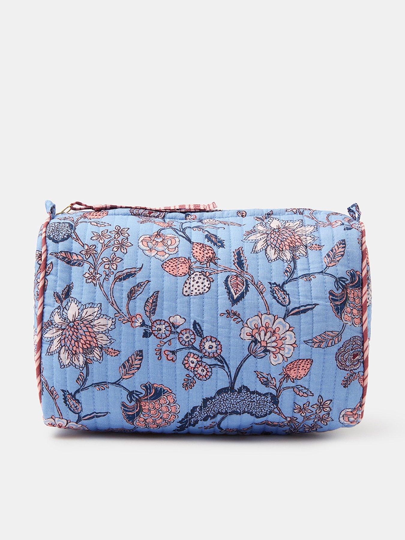 Image 1 of 3 of Accessorize Floral Quilted Make Up Bag - Blue