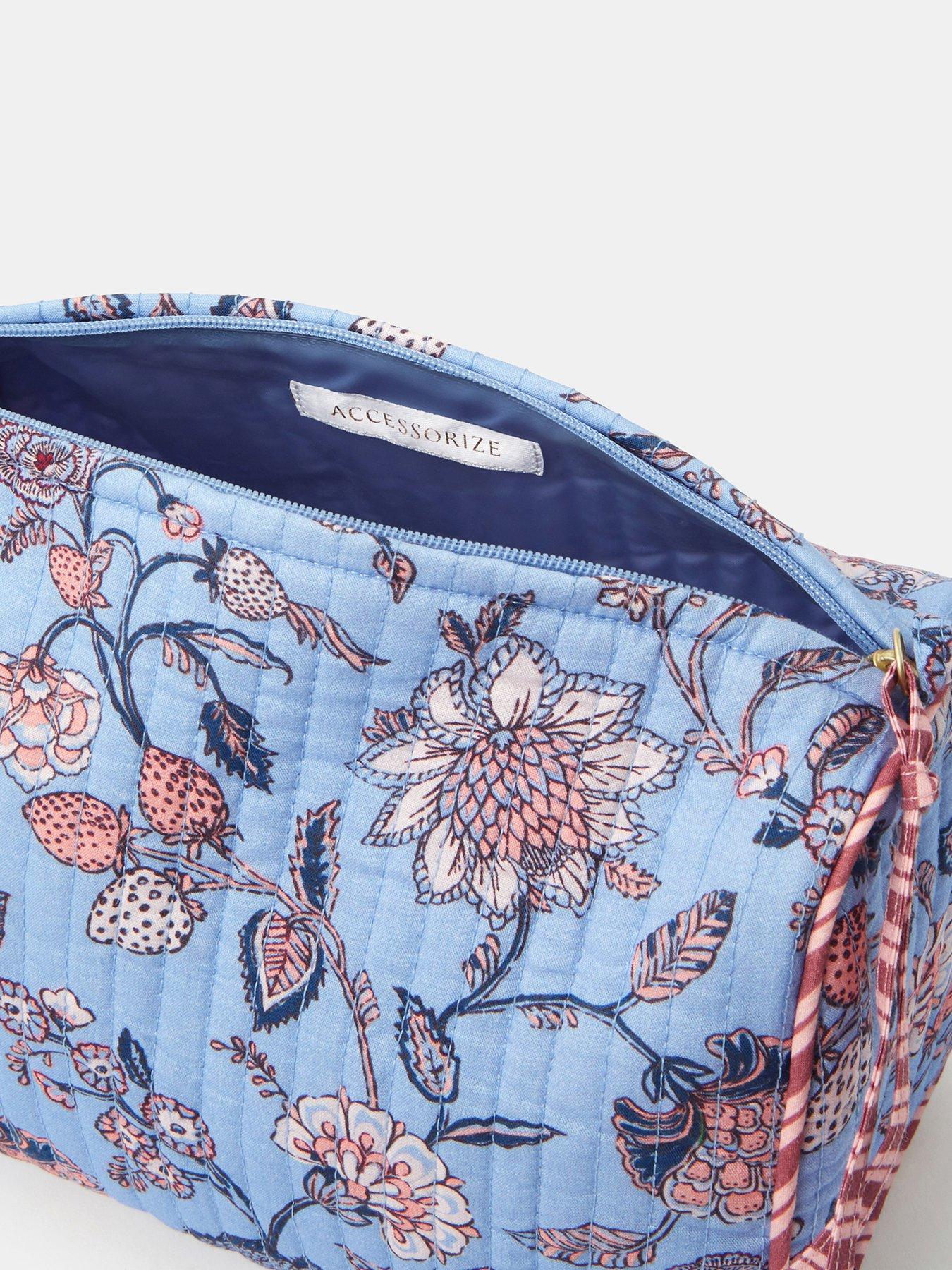 Image 3 of 3 of Accessorize Floral Quilted Make Up Bag - Blue