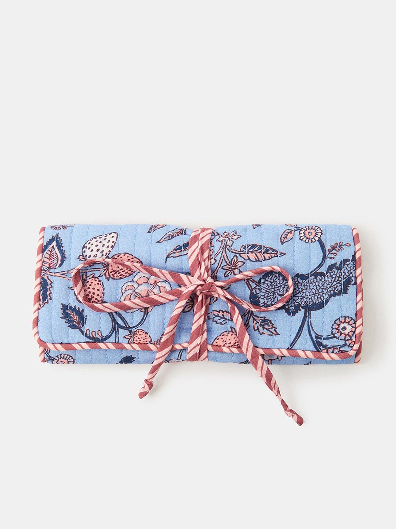 Accessorize Floral Quilted Jewellery Roll - Blue