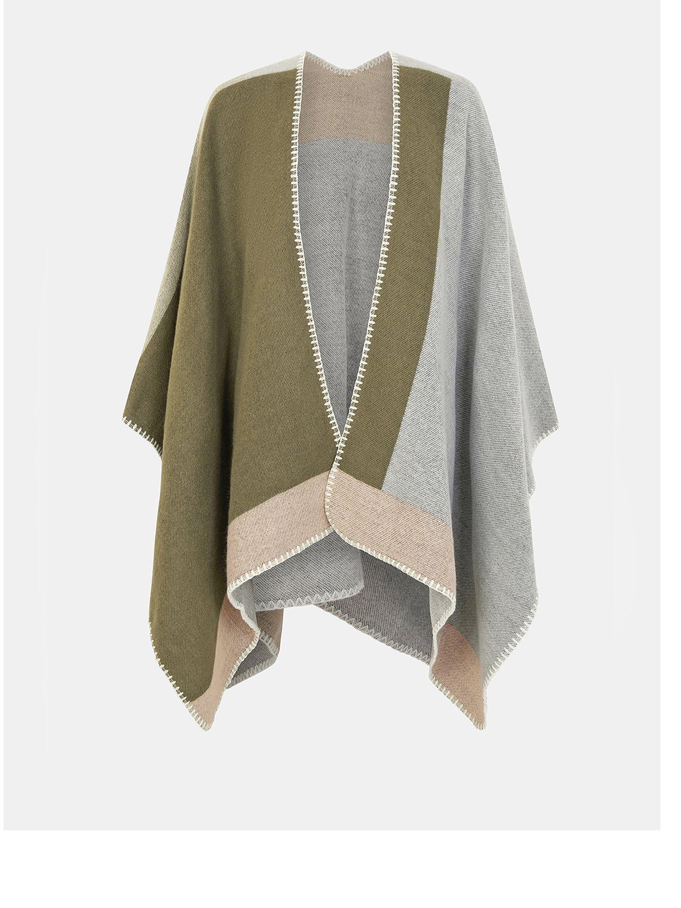 Image 1 of 5 of Accessorize Colourblock Poncho - Grey