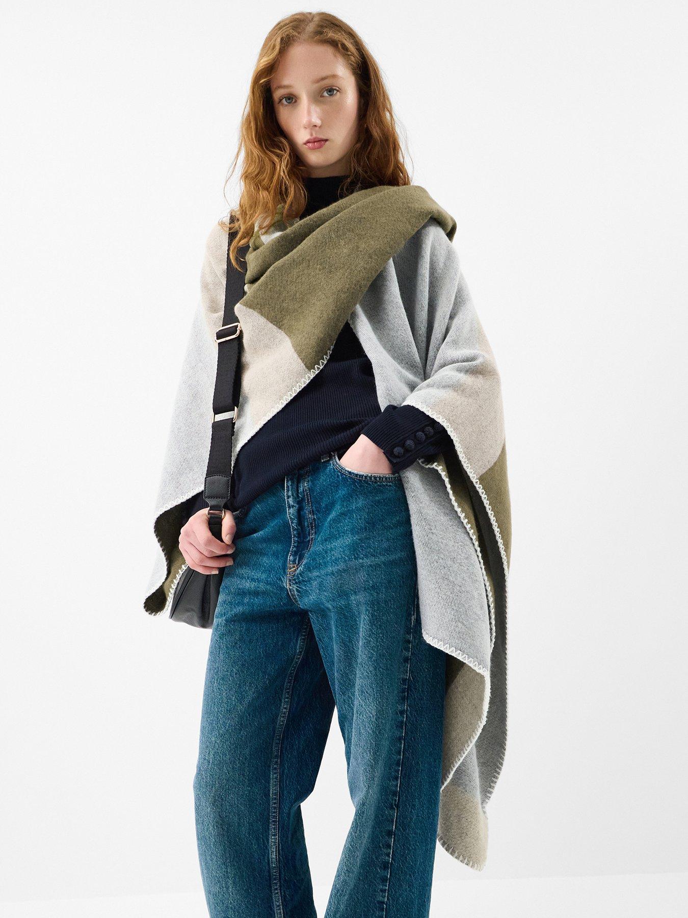 Image 2 of 5 of Accessorize Colourblock Poncho - Grey