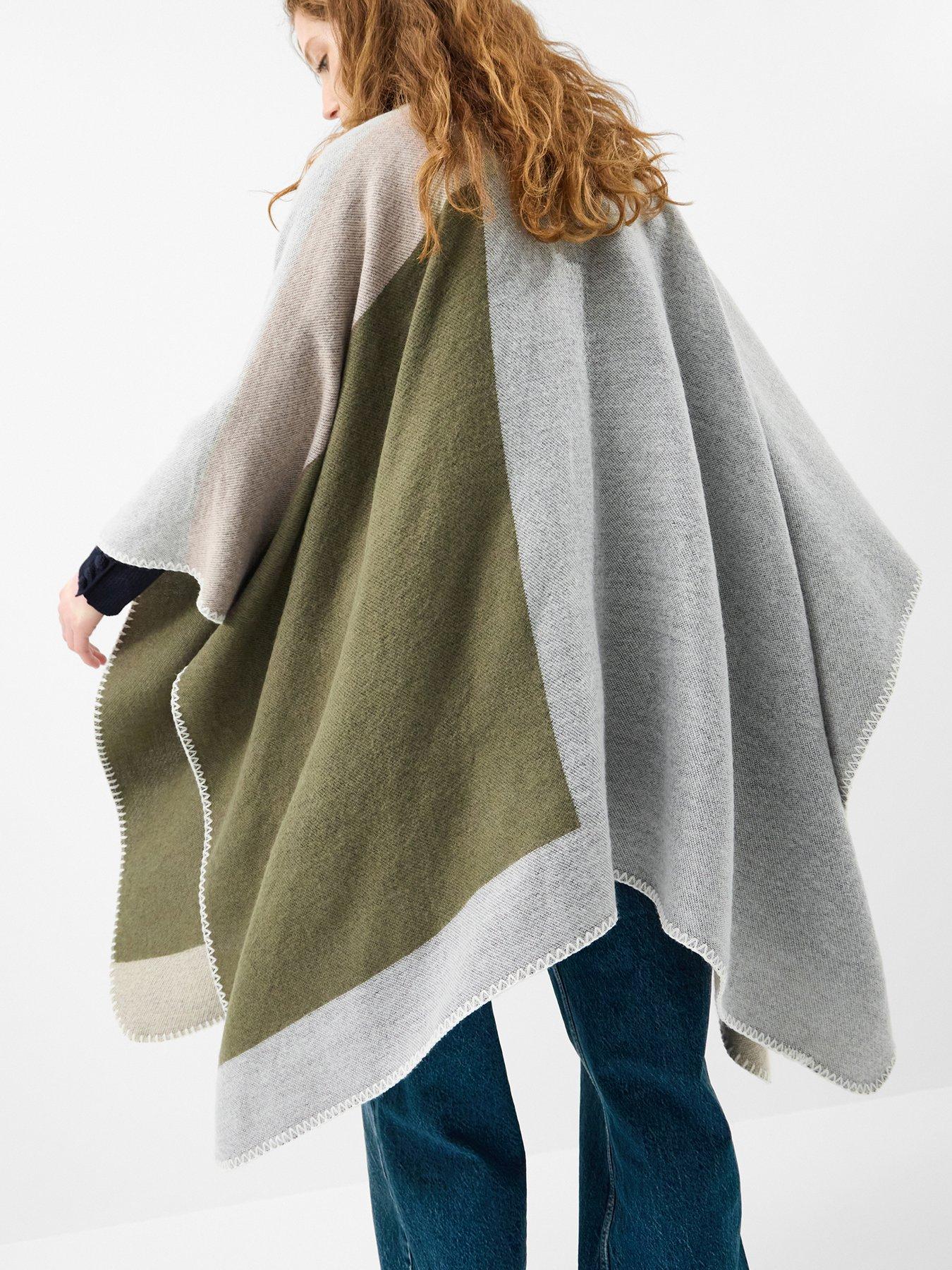 Image 4 of 5 of Accessorize Colourblock Poncho - Grey