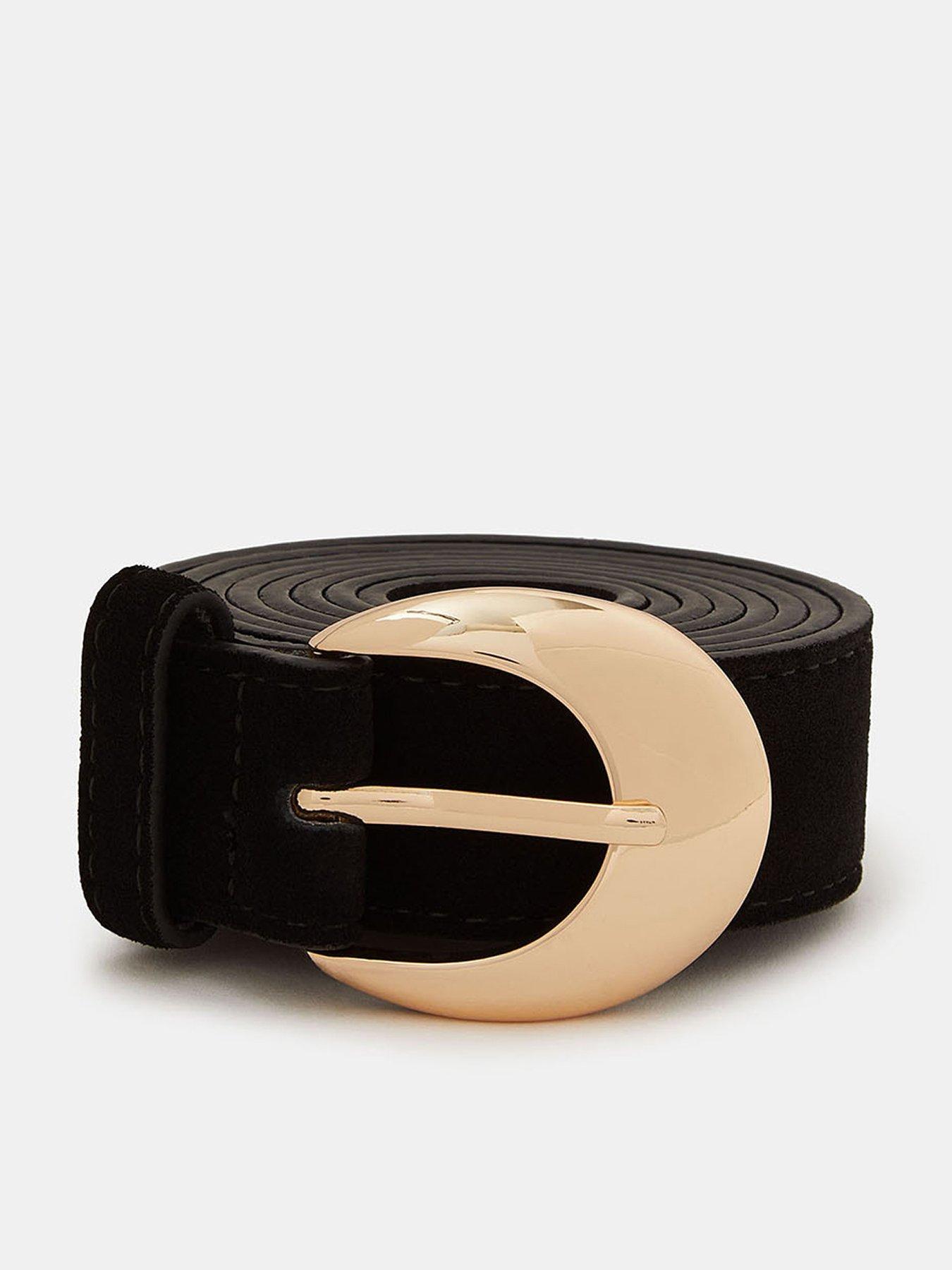 Image 1 of 3 of Accessorize Suede Buckle Belt - Black