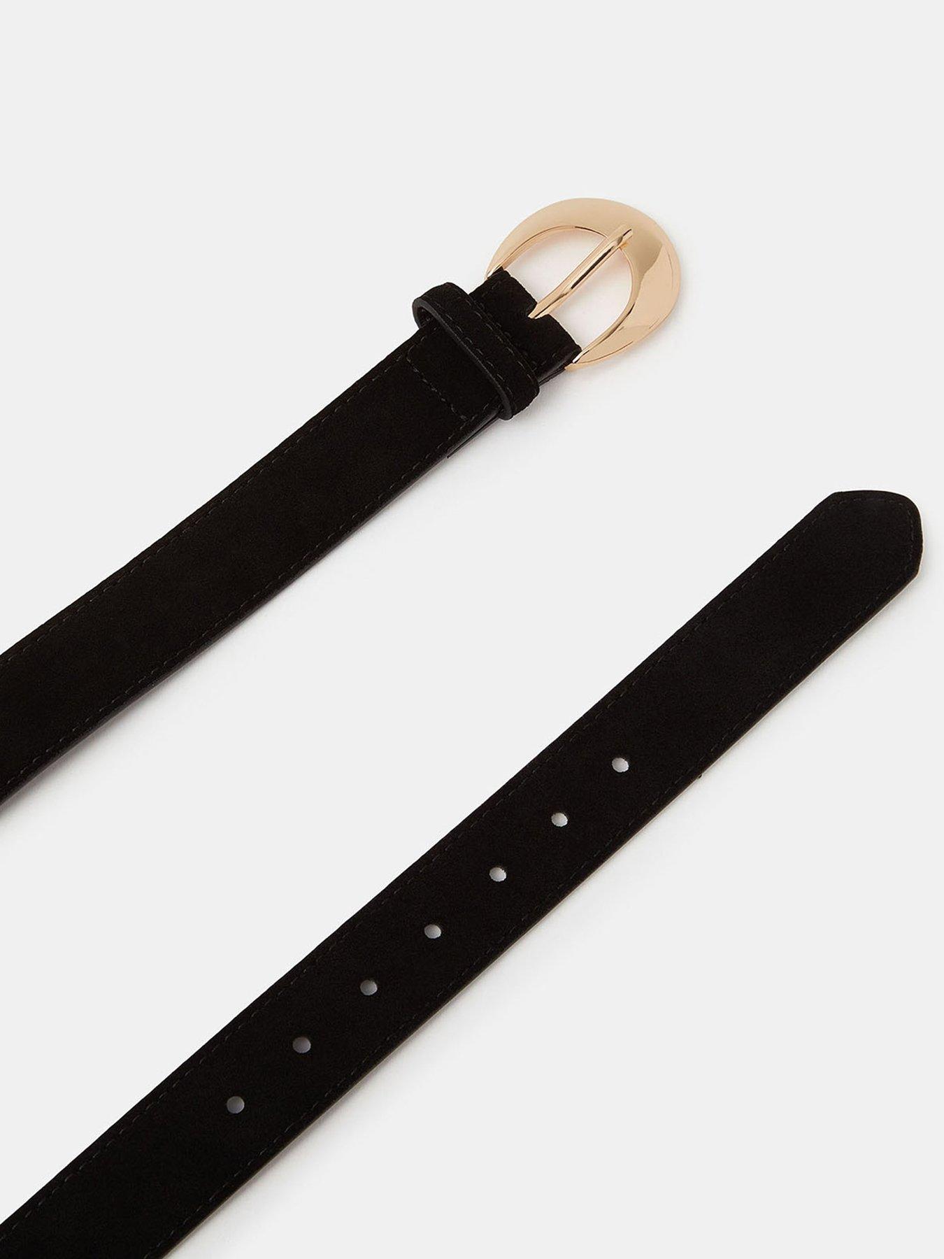 Image 3 of 3 of Accessorize Suede Buckle Belt - Black