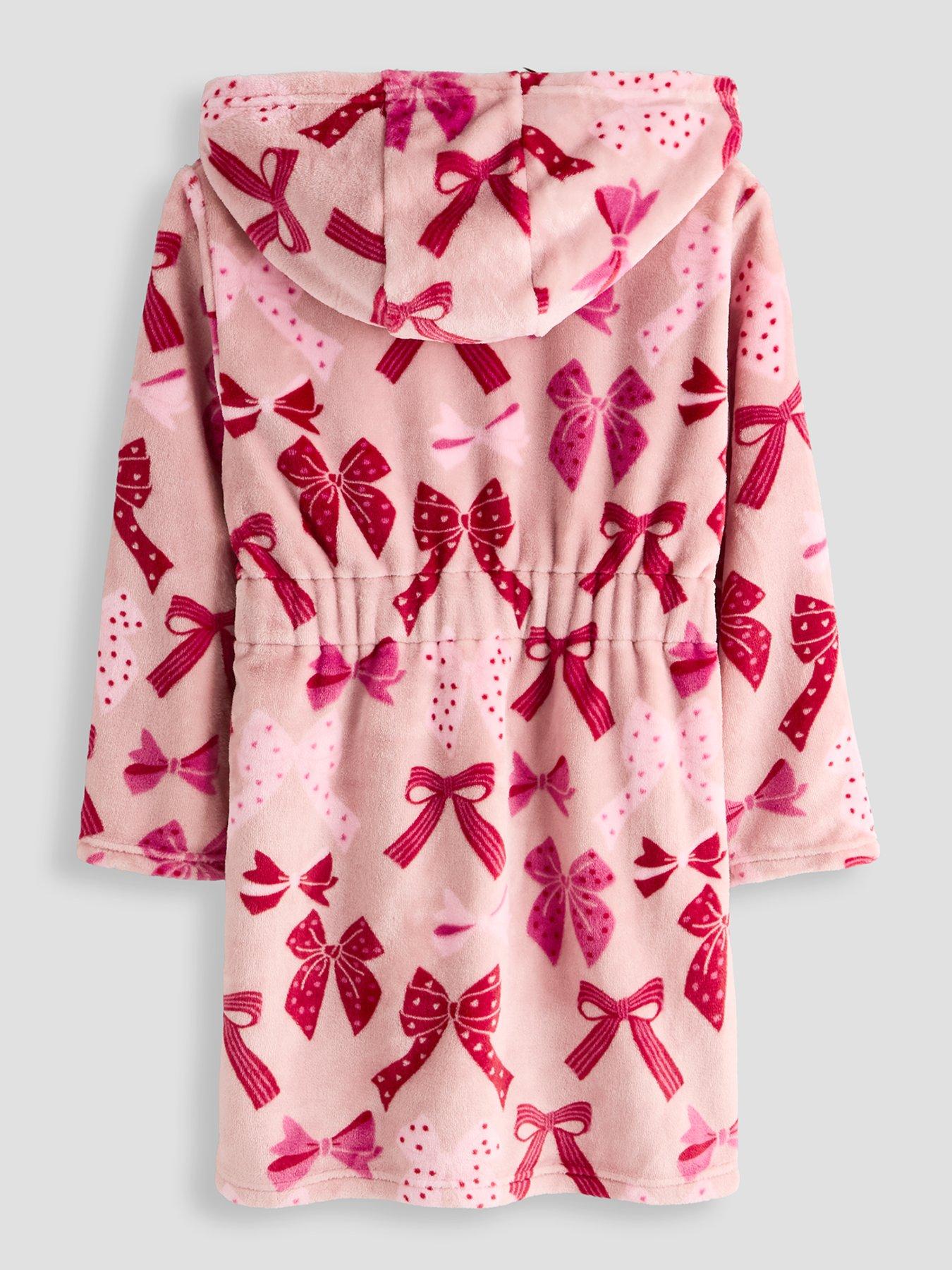 Image 2 of 4 of The Very Collection Bow Print Fleece Dressing Gown (3 - 16 Years)