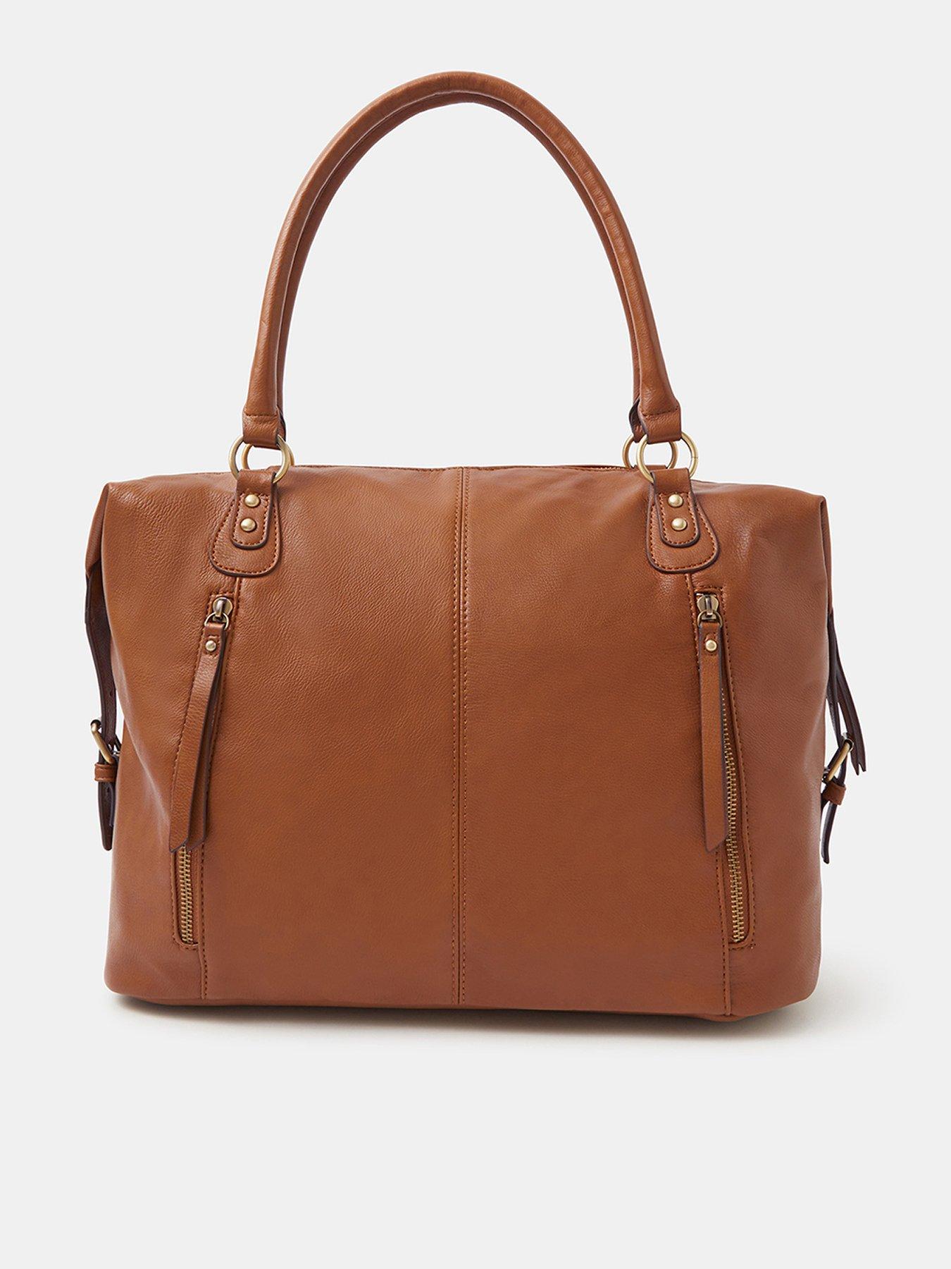 Accessorize Double Zip Front Shoulder Bag - Brown