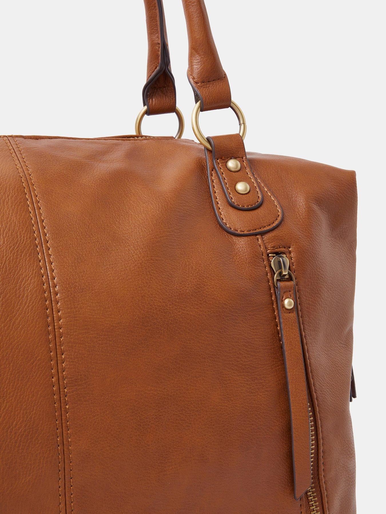 Image 3 of 5 of Accessorize Double Zip Front Shoulder Bag - Brown