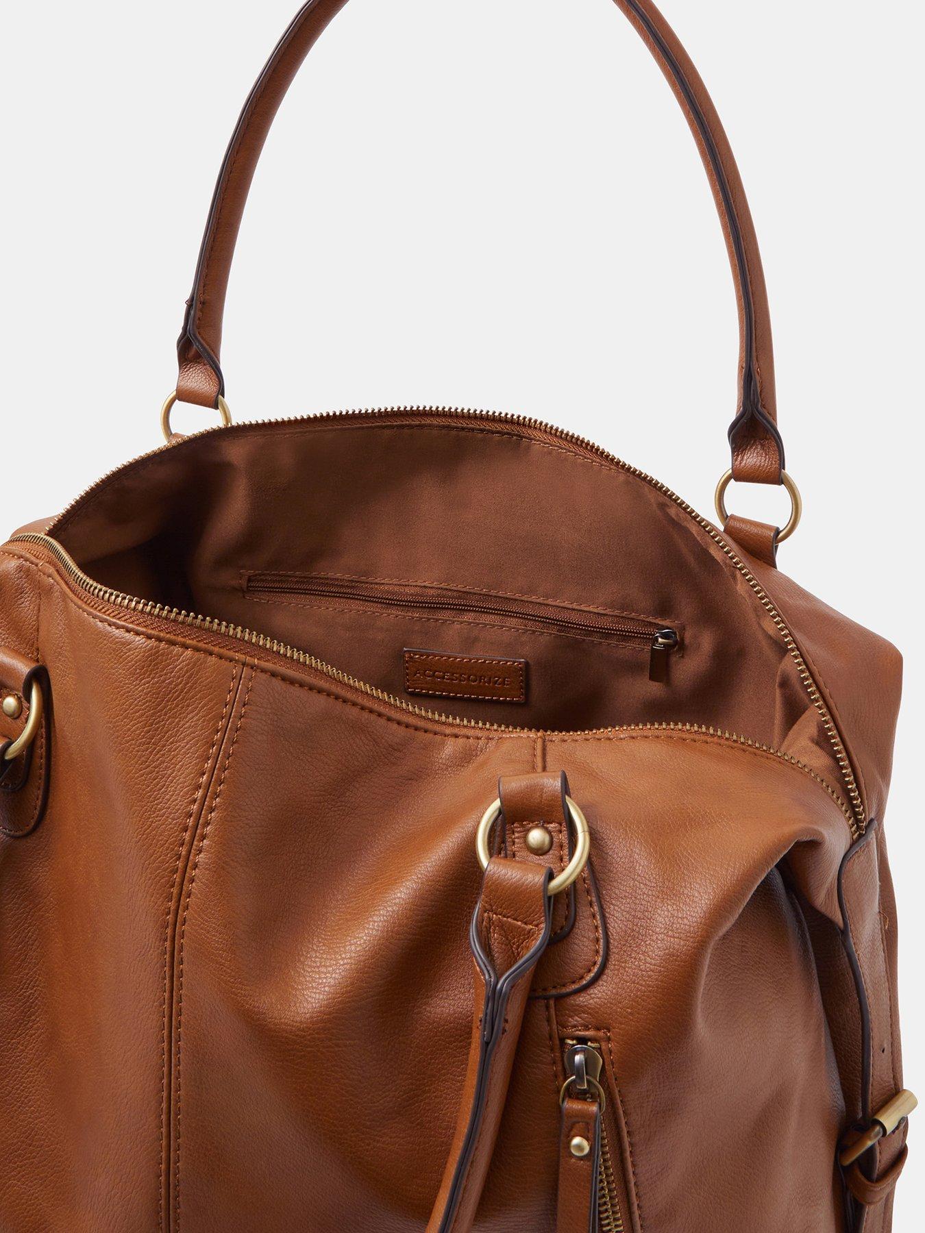 Image 4 of 5 of Accessorize Double Zip Front Shoulder Bag - Brown