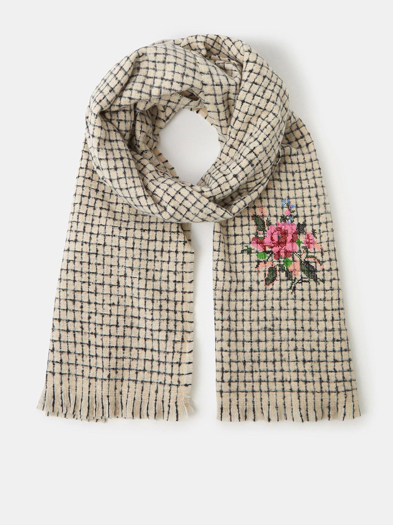 Image 1 of 2 of Accessorize Floral Check Print Blanket Scarf - Multi