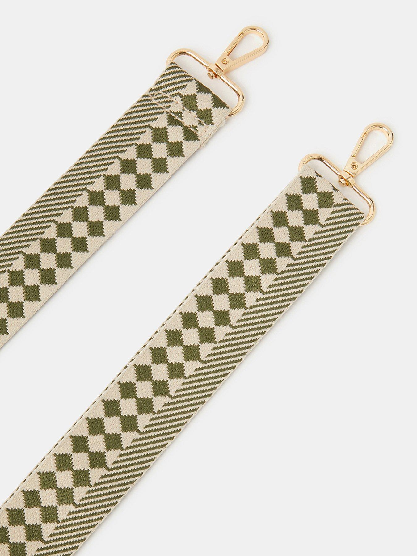 Image 3 of 3 of Accessorize Checkerboard Stripe Bag Strap - Green