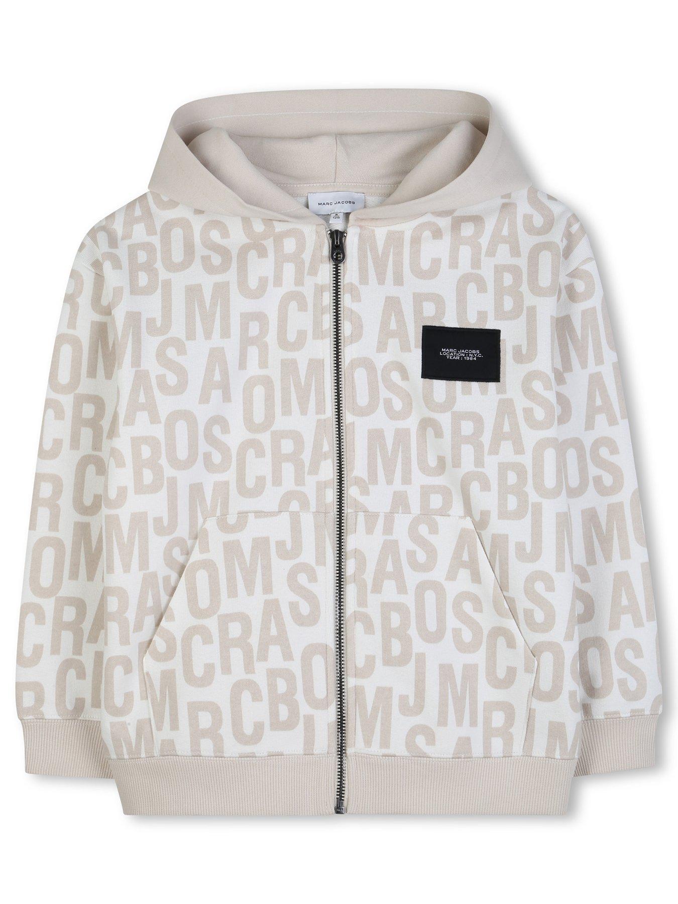 MARC JACOBS Boys Monogram Print Zip Through Hoodie - Ivory
