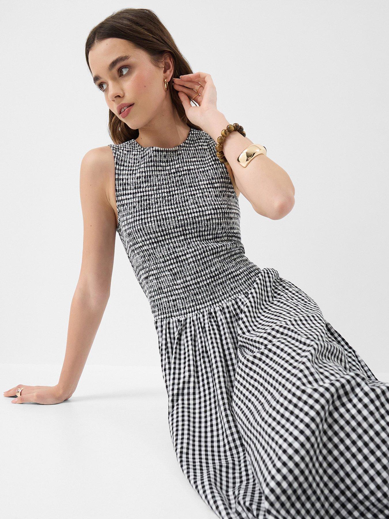 Image 1 of 4 of Accessorize Gingham Print Drop Waist Maxi Dress - Multi