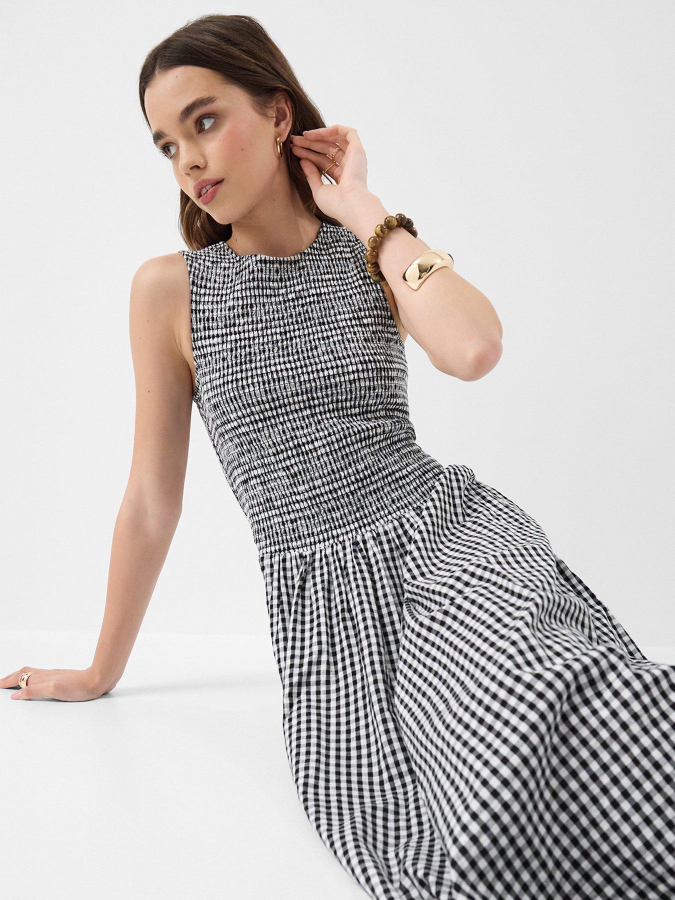 Image 3 of 4 of Accessorize Gingham Print Drop Waist Maxi Dress - Multi