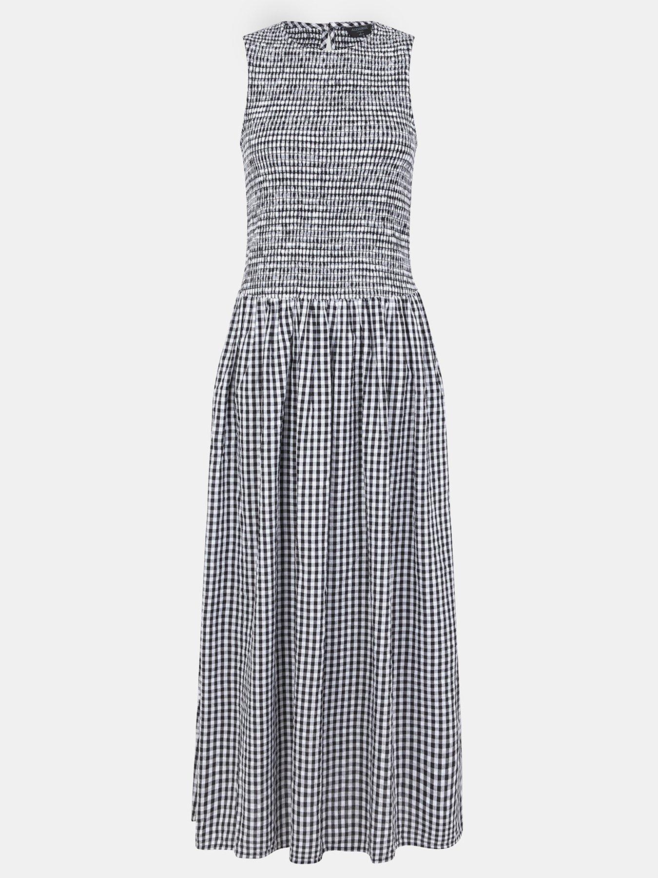 Image 4 of 4 of Accessorize Gingham Print Drop Waist Maxi Dress - Multi