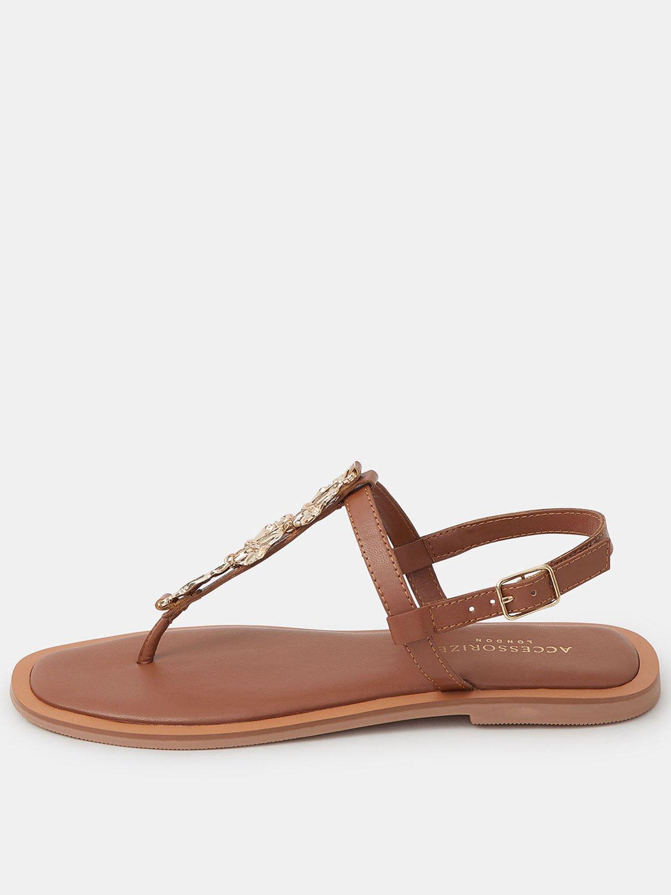 Accessorize Metal Detail Strappy Sandals - Brown