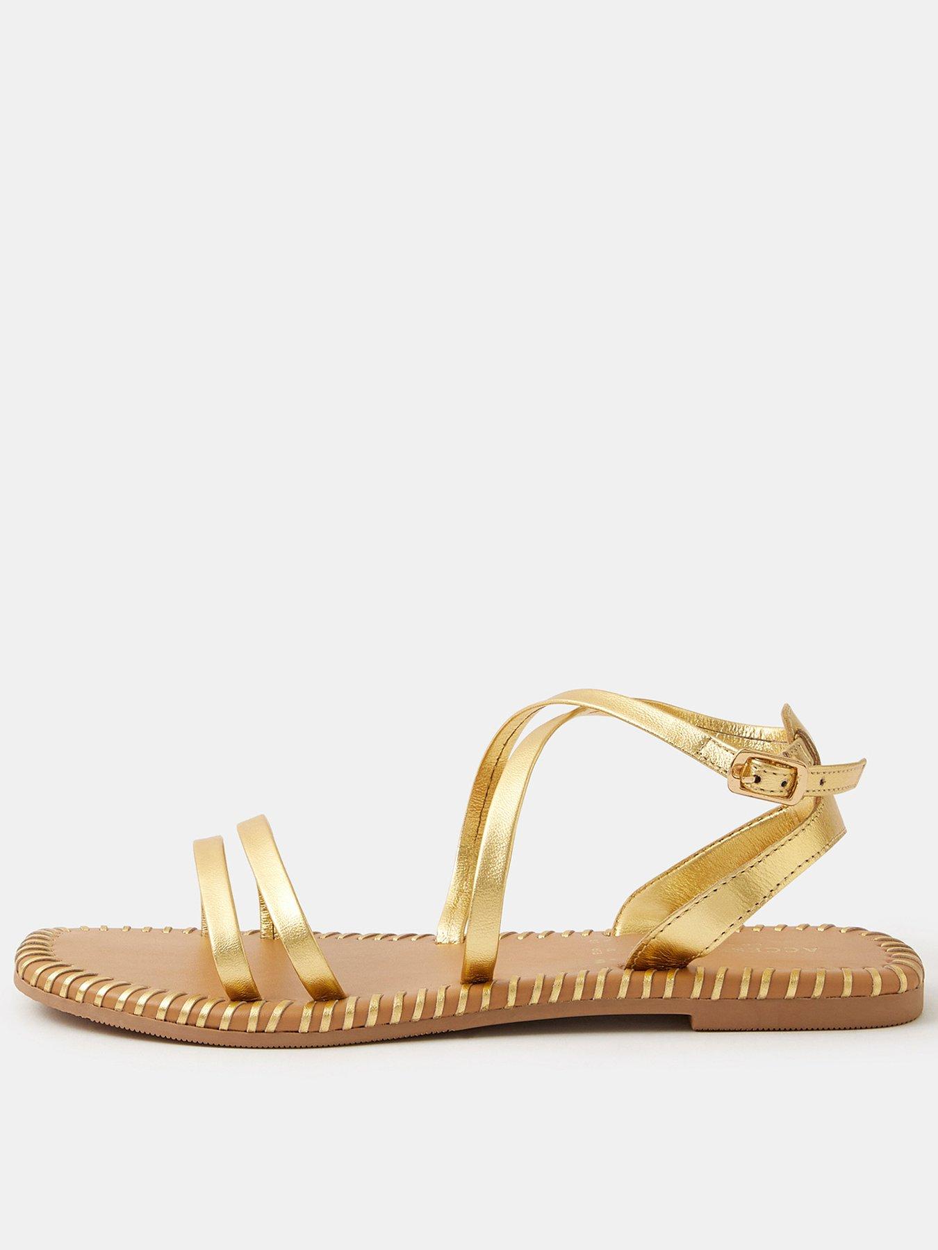 Accessorize Strappy Leather Sandals - Gold