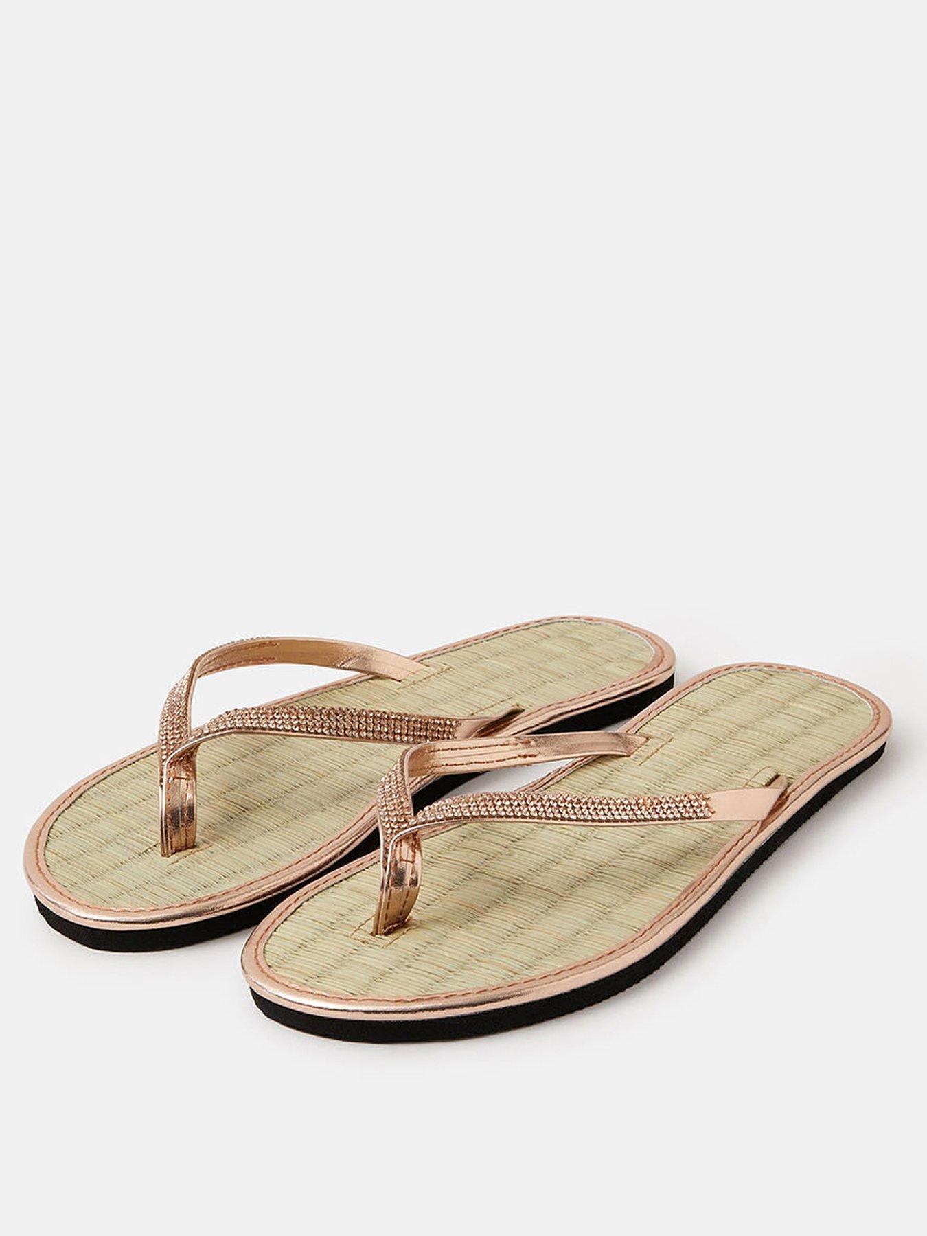 Image 2 of 4 of Accessorize Sparkle Seagrass Flip Flops - Gold