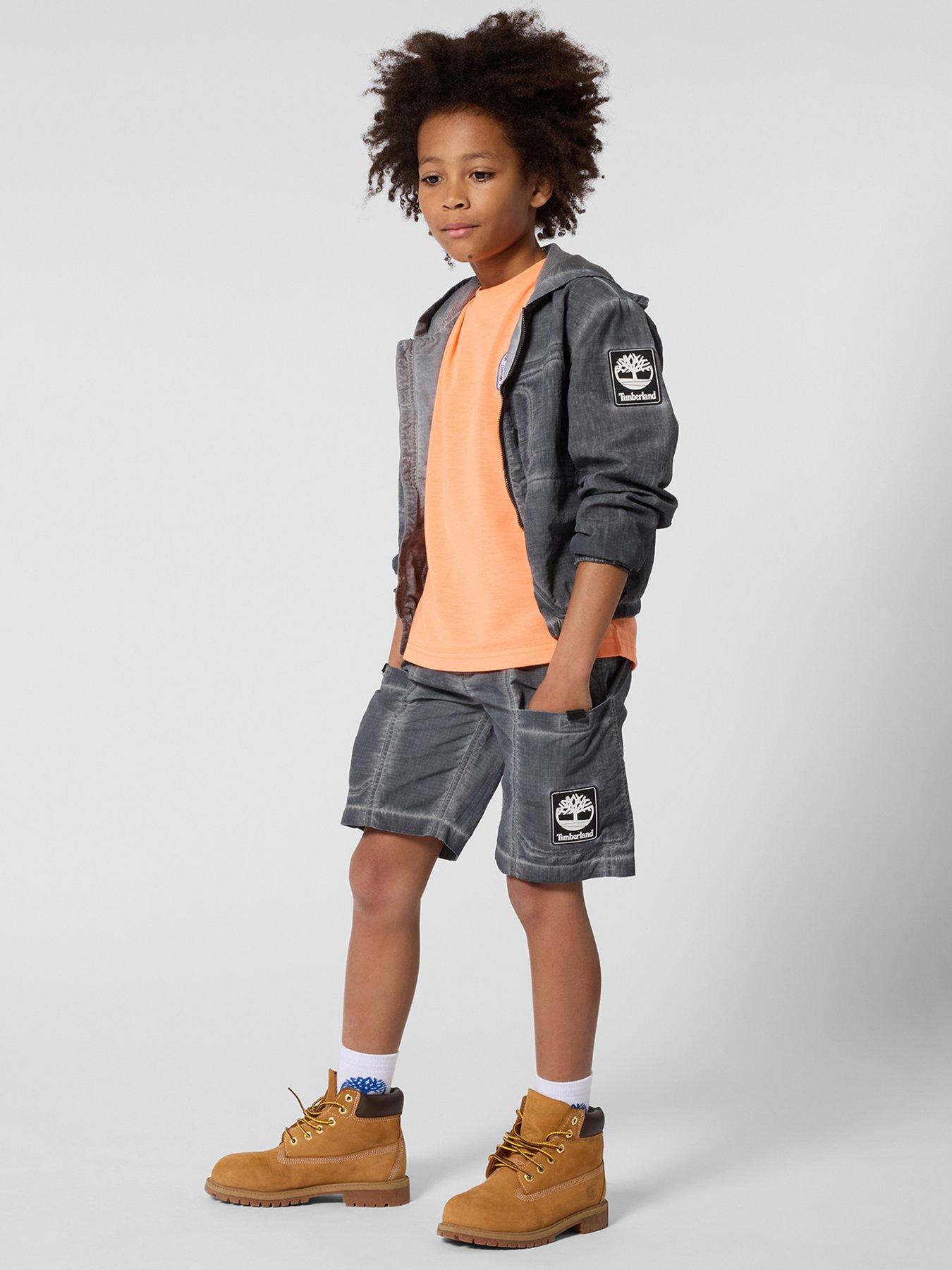 Timberland Boys Badge Short Sleeve T-shirt, Orange, Size 5 Years