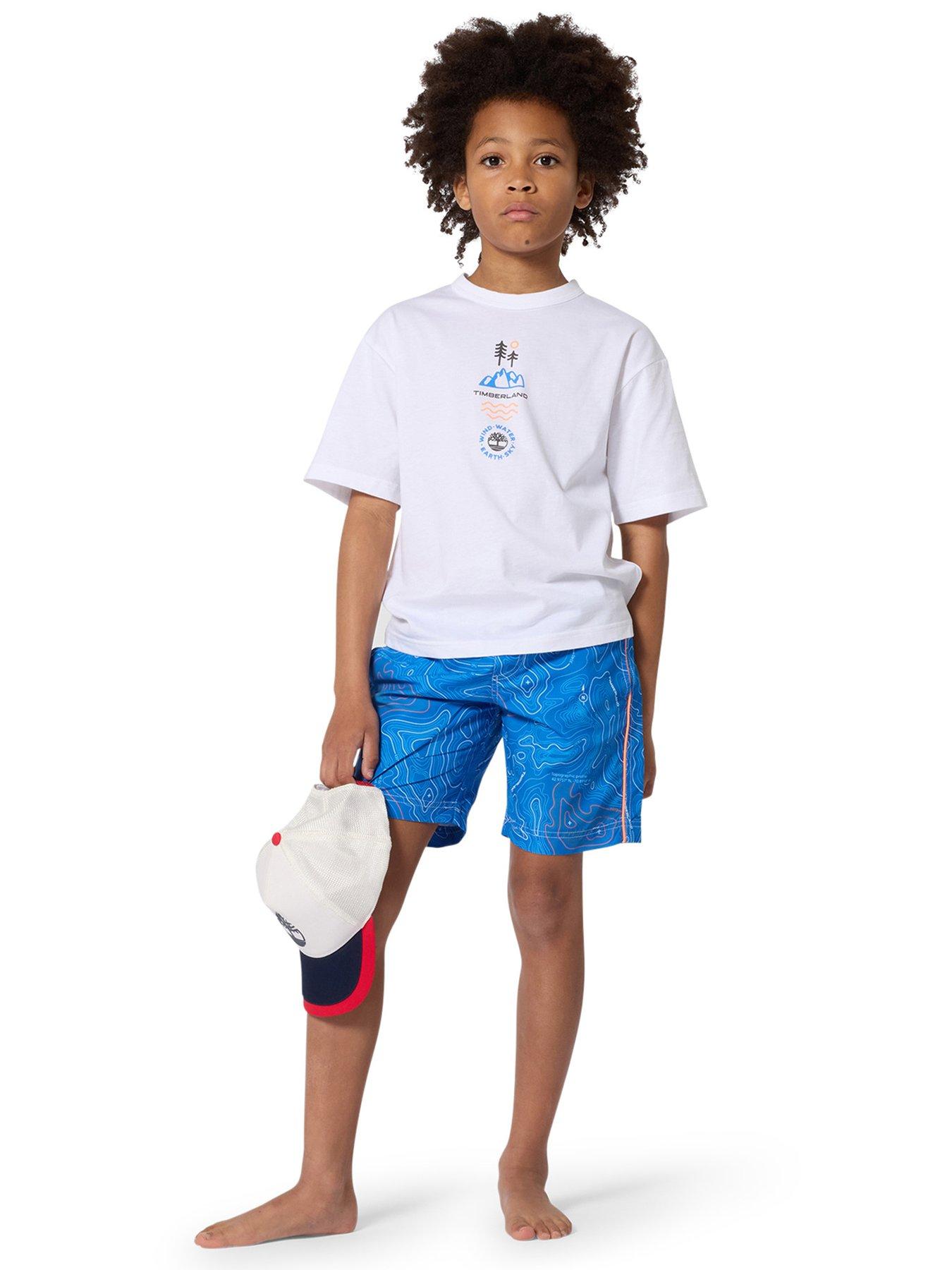 Timberland Boys Illustration Print Short Sleeve T-shirt, White, Size 14 Years
