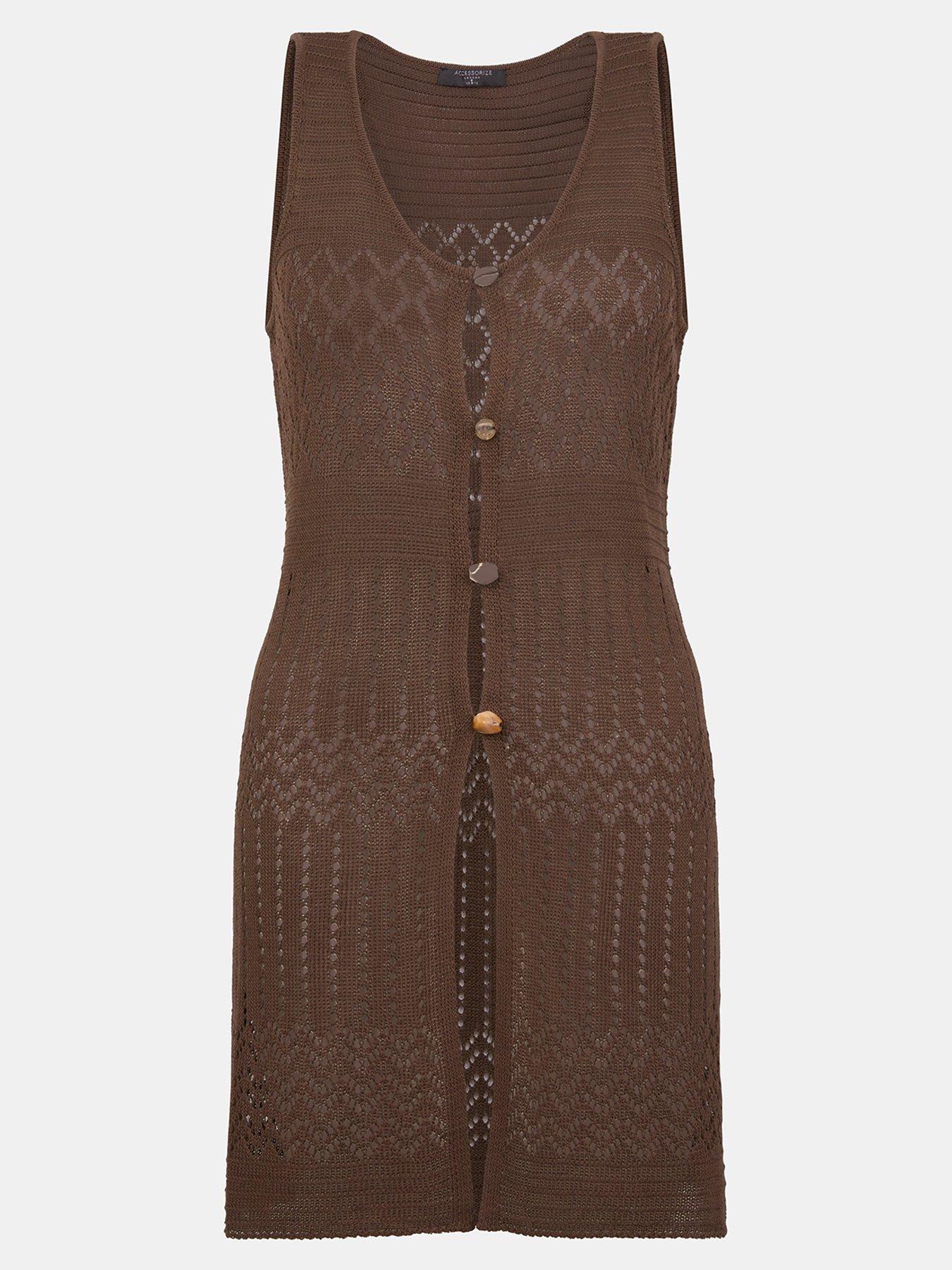 Image 5 of 5 of Accessorize Crochet Knit Sleeveless Top - Brown