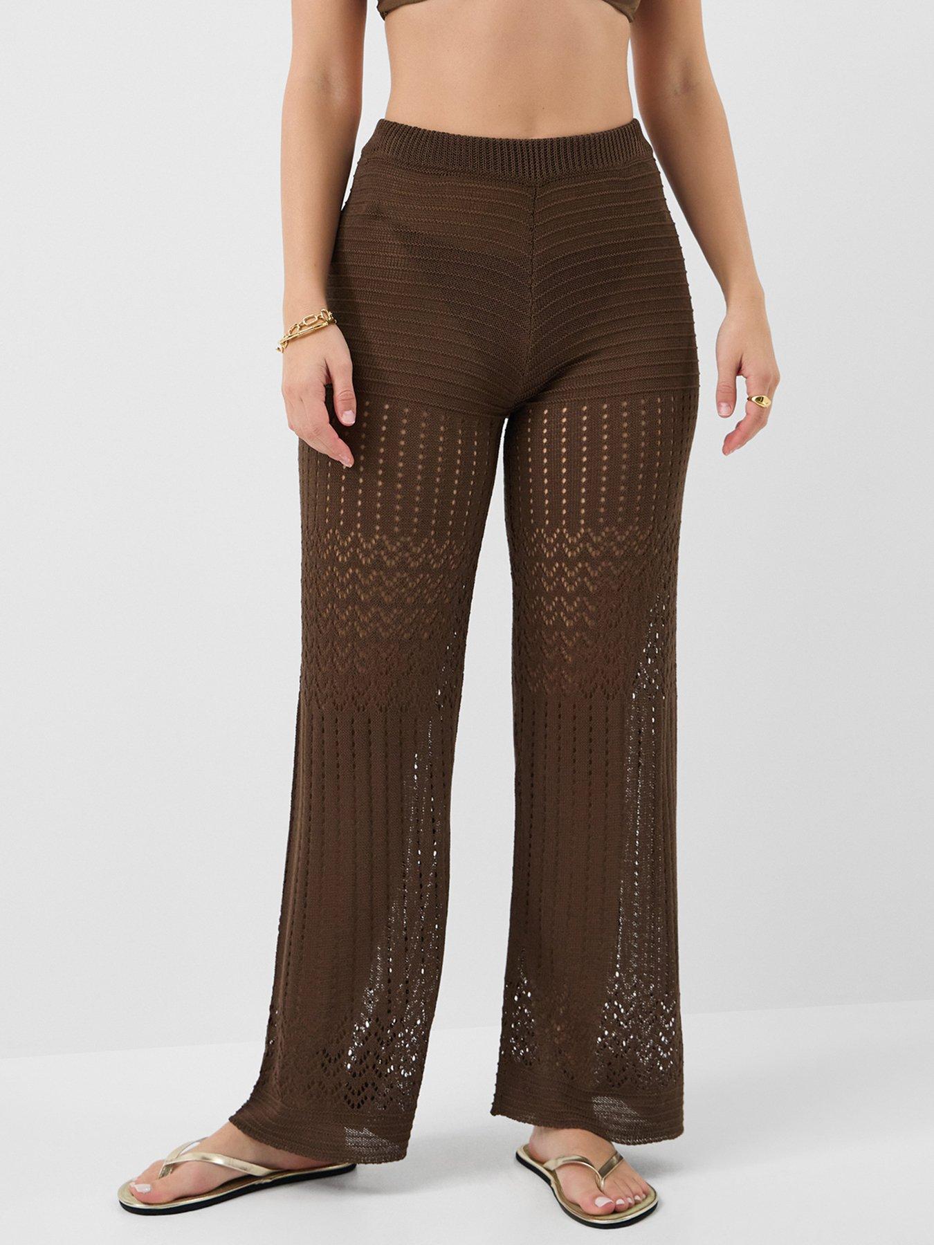 Accessorize Crochet Knit Trousers - Brown