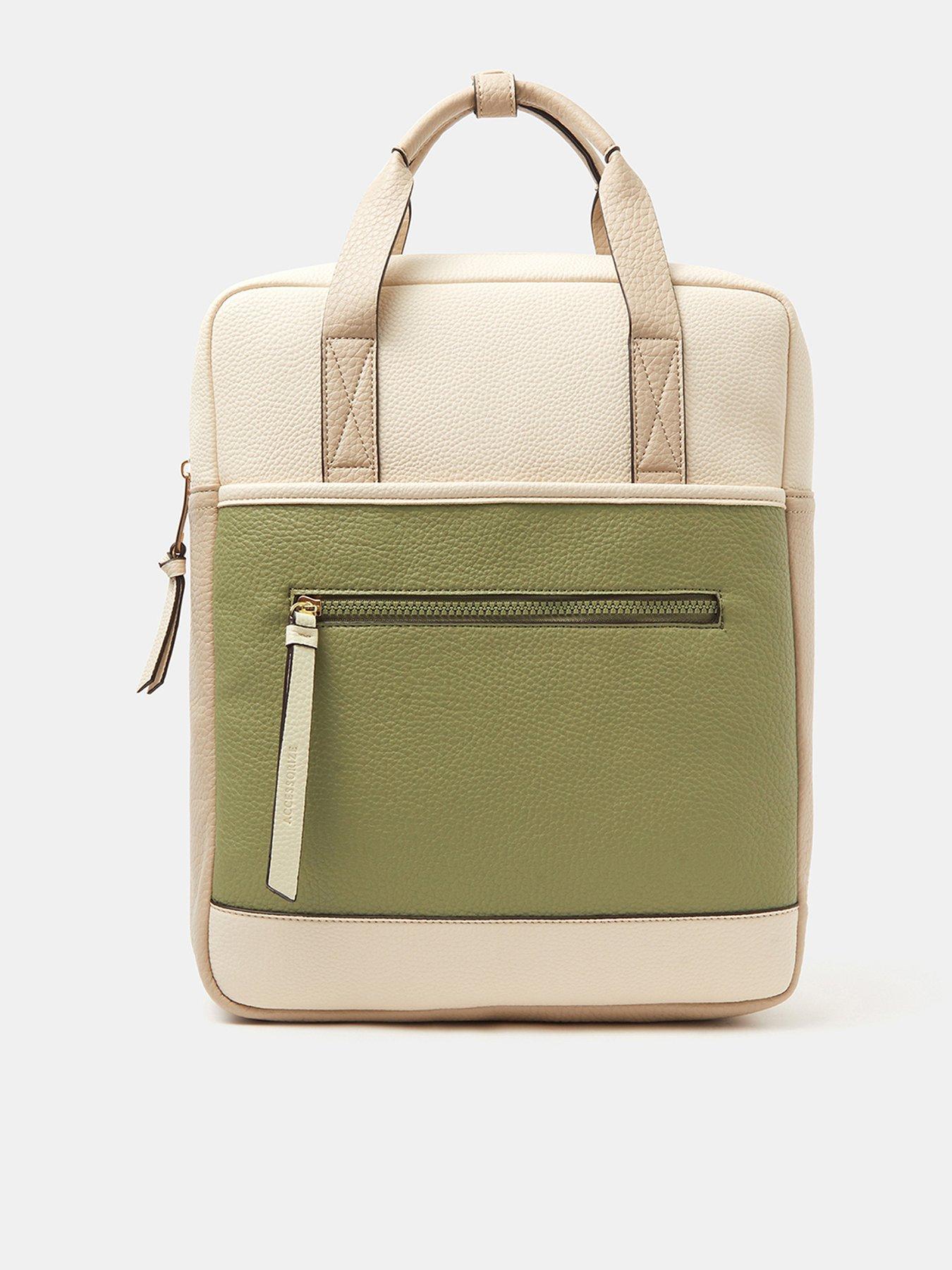 Accessorize Faux Leather Backpack - Khaki
