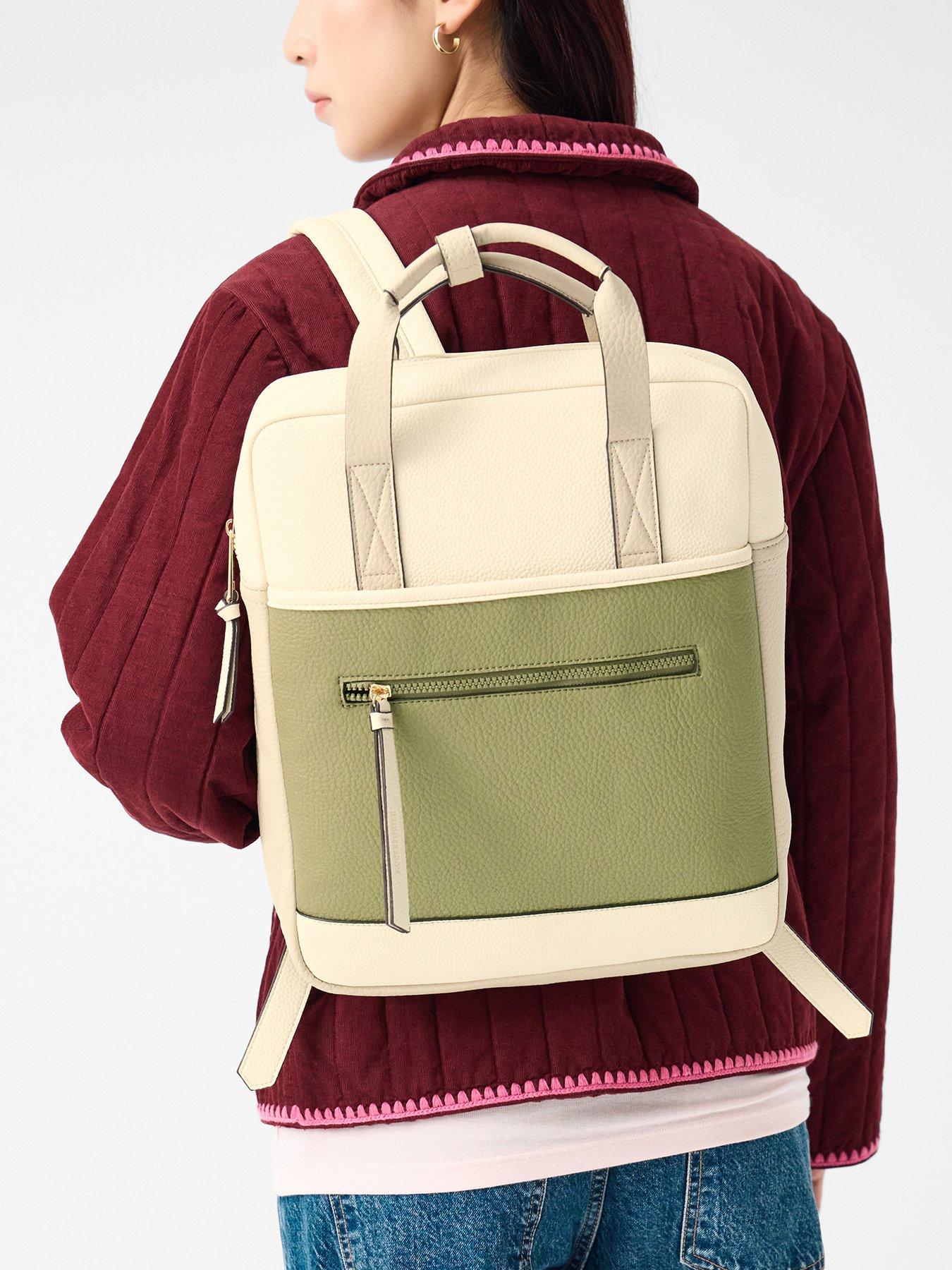 Accessorize Faux Leather Backpack - Khaki | Very