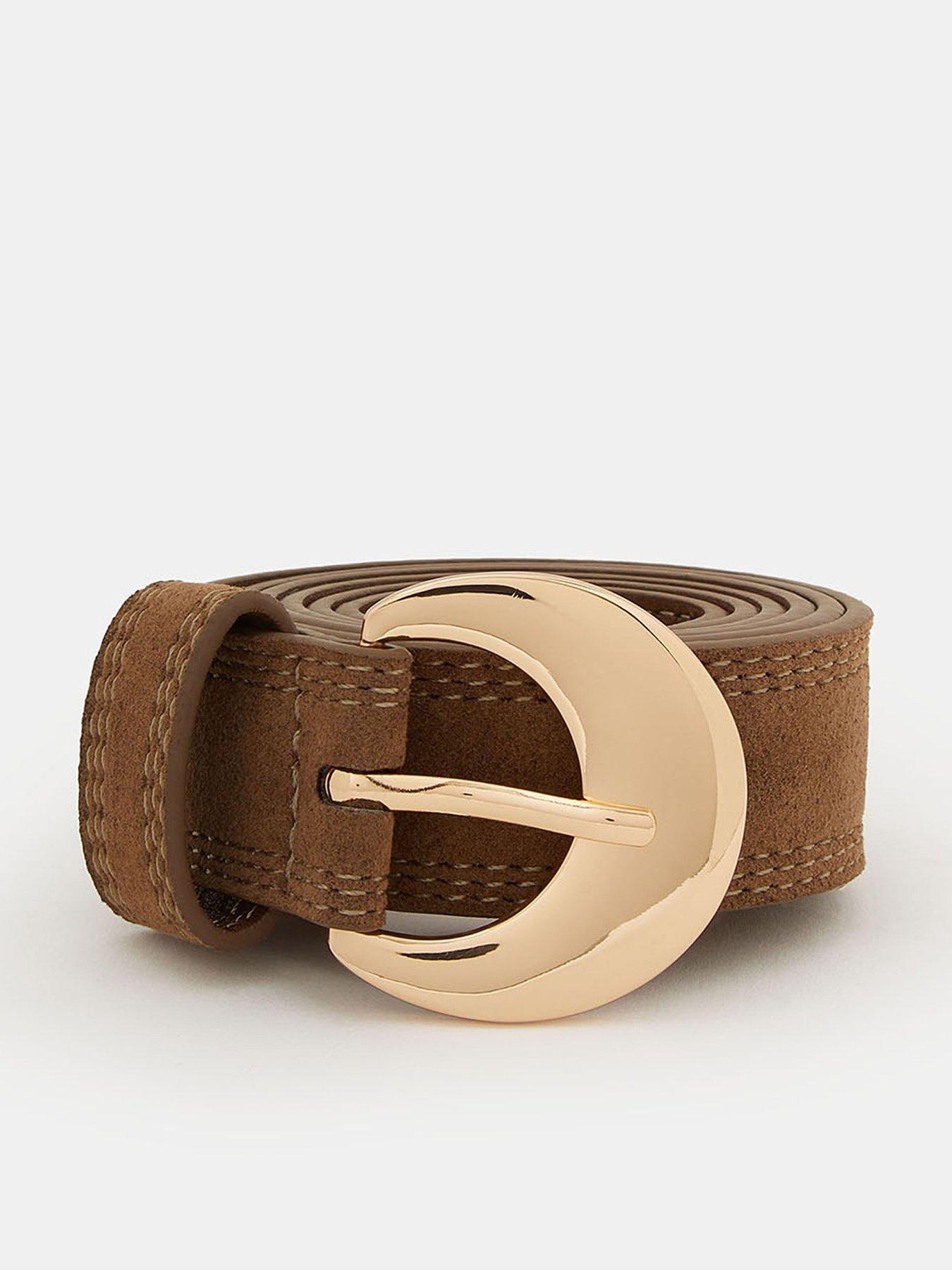 Accessorize Suede Buckle Belt - Brown