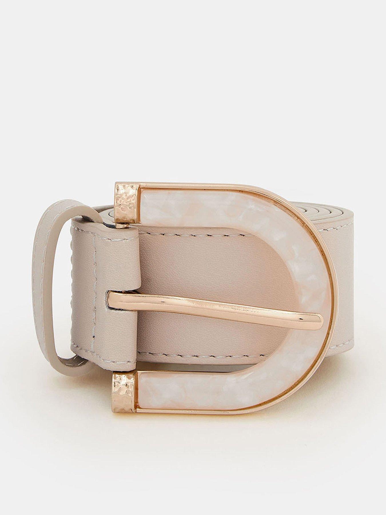Accessorize Marble Effect Buckle Belt - Cream