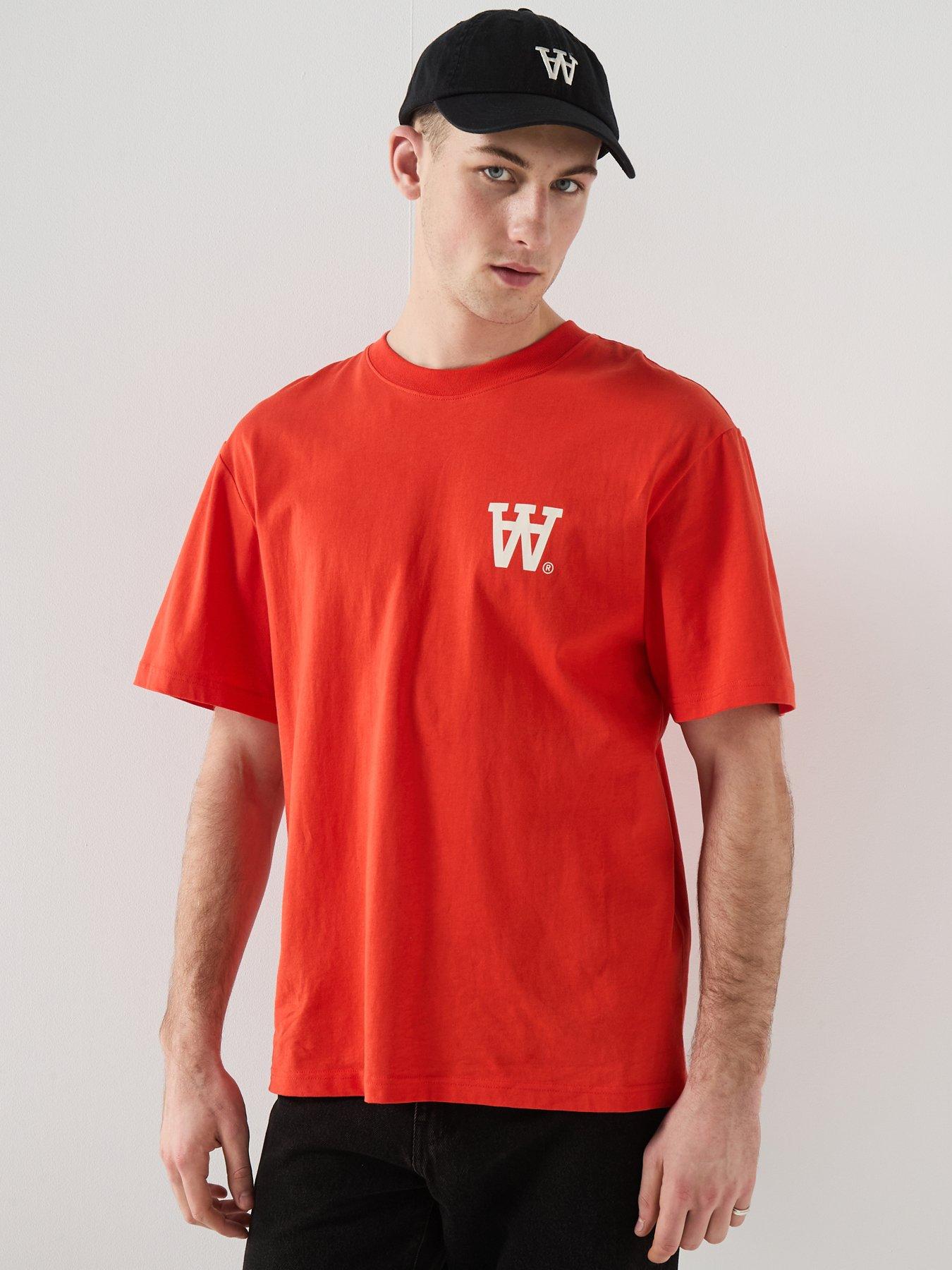 Double A by Wood Wood Logo Print T-Shirt - Orange