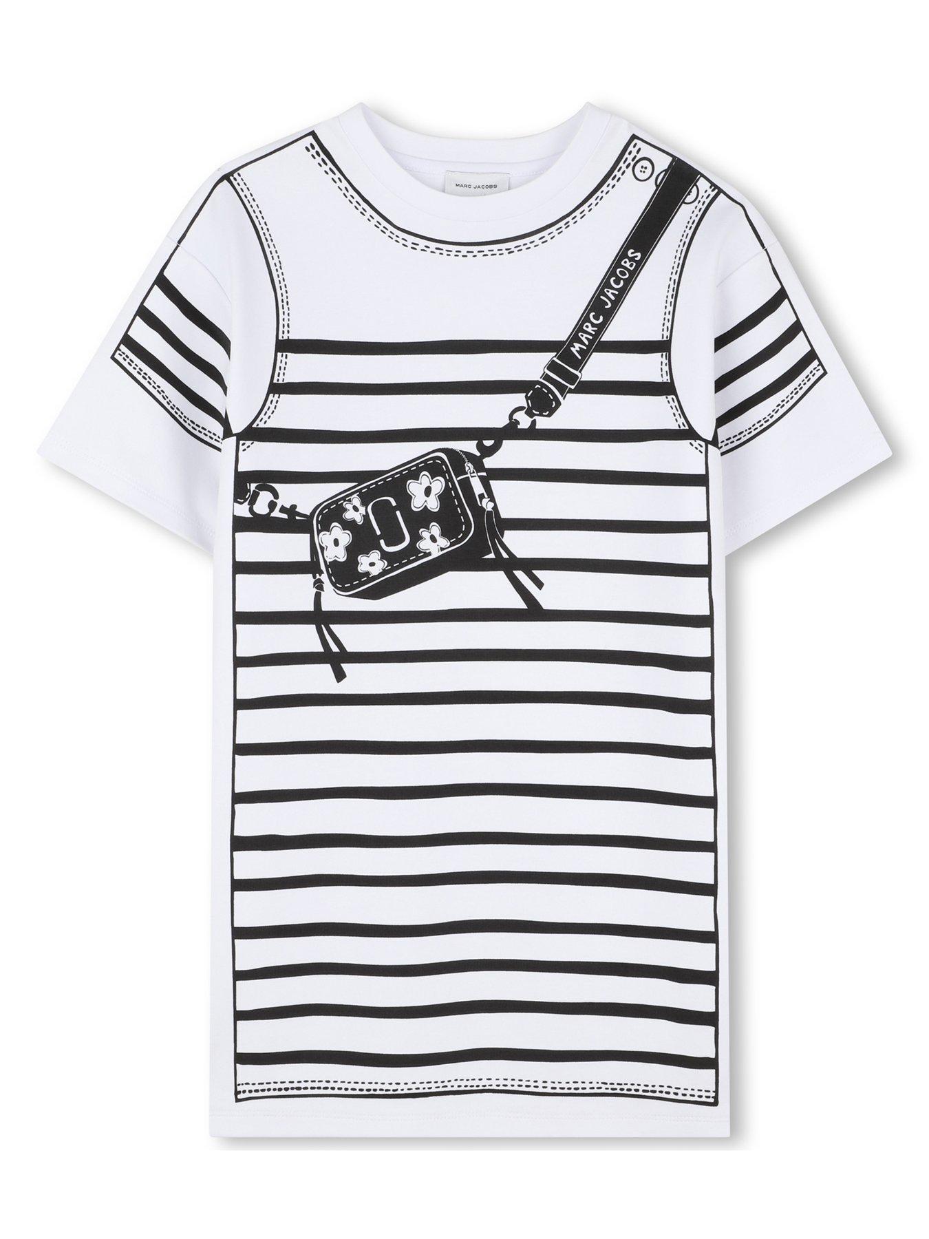 MARC JACOBS: Girls Snapshot Bag Stripe Dress - White