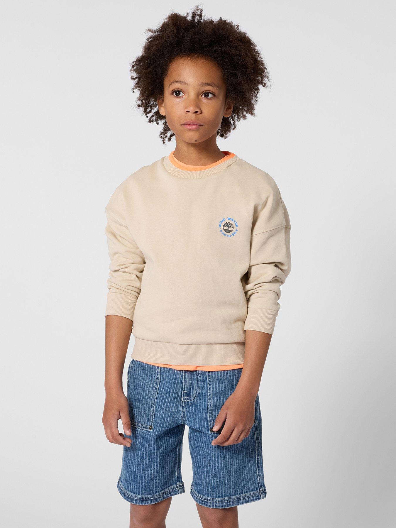 Timberland Boys Back Print Sweatshirt, Beige, Size 16 Years
