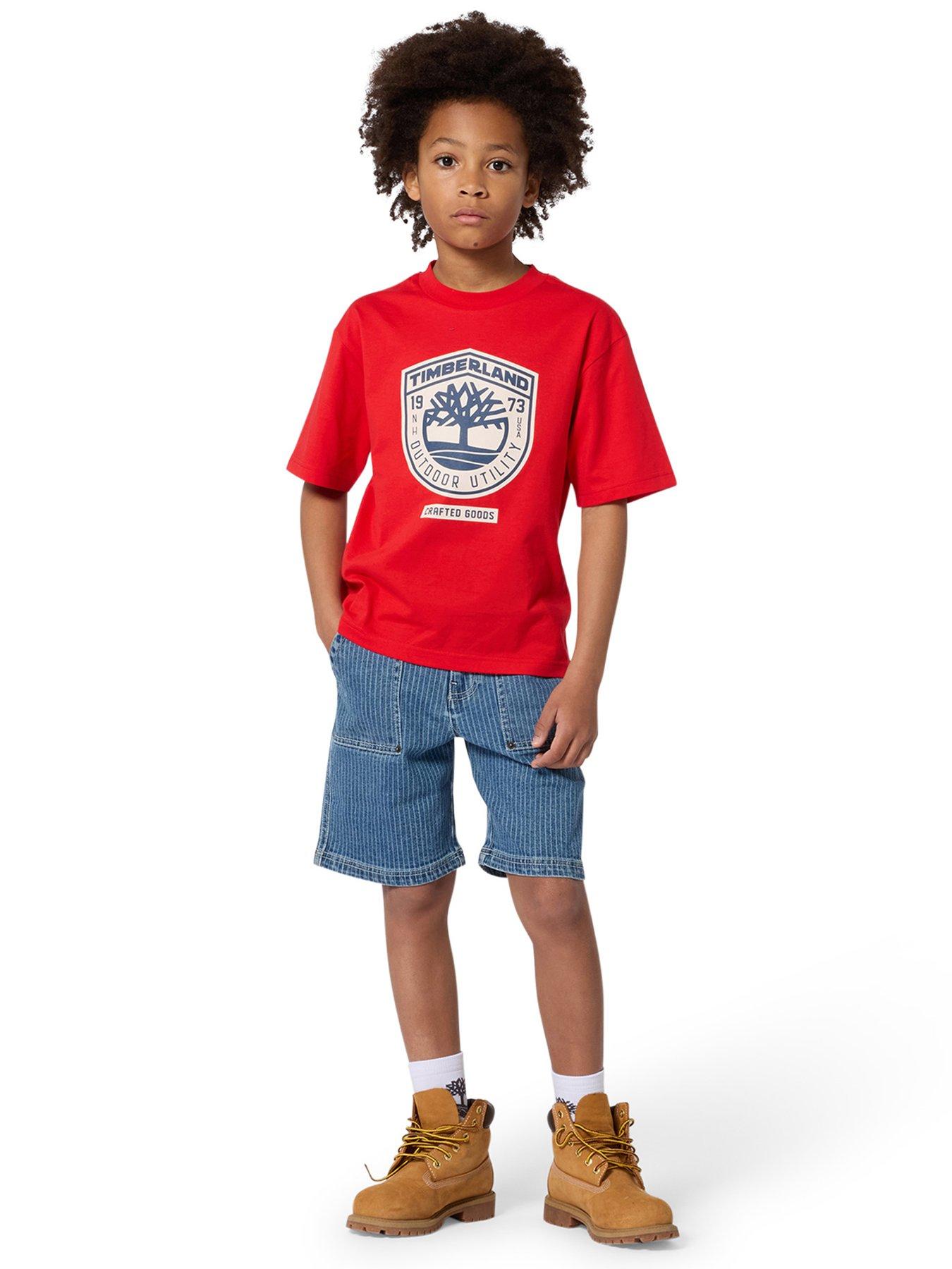 Timberland Boys Stripe Denim Shorts, Blue, Size 10 Years